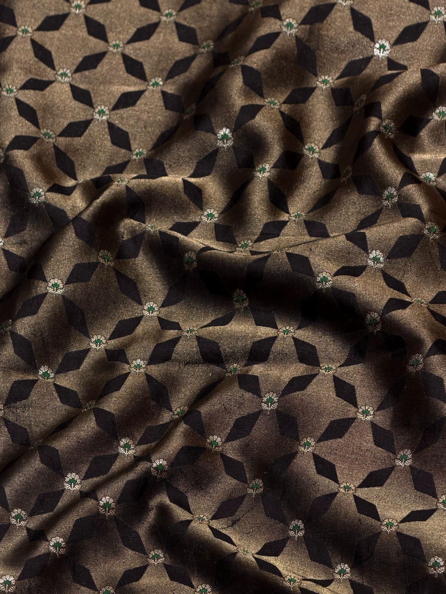 Soft Silk Fabric with Geometric Zari Weave