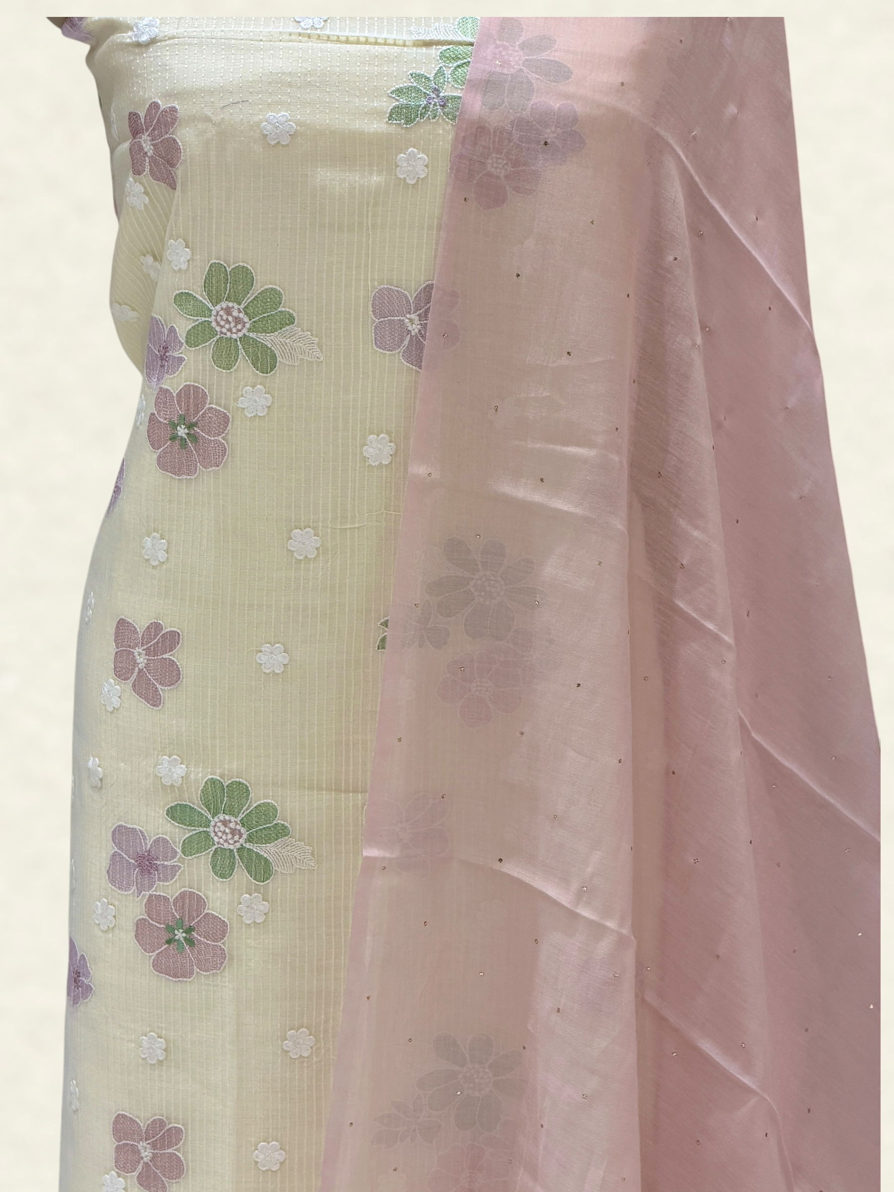 White Pure Mul Cotton Suit Set With Mukaish Work Dupatta