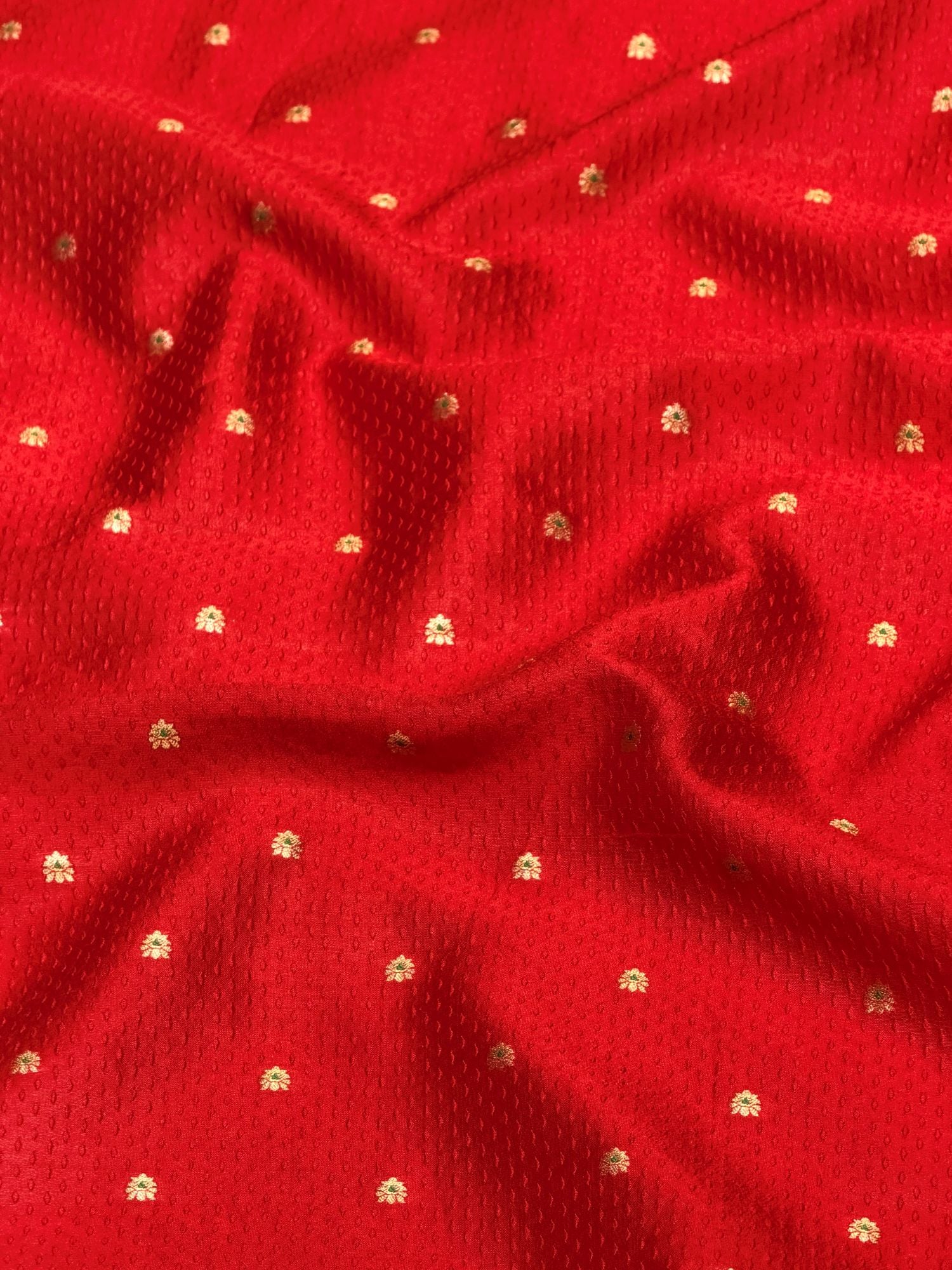 Red Soft Silk Fabric with Meenakari Floral Bootis