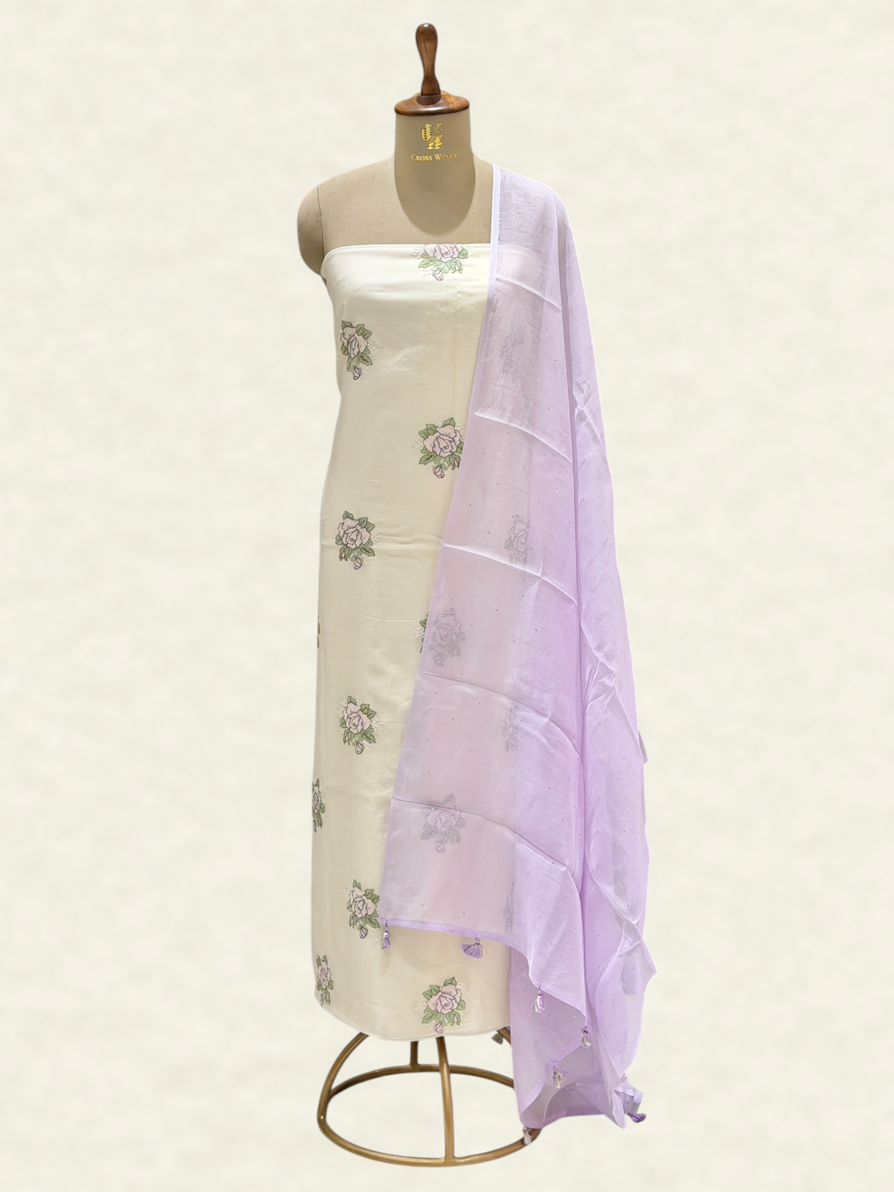 White Pure Mul Cotton Suit Set With Mukaish Work Dupatta