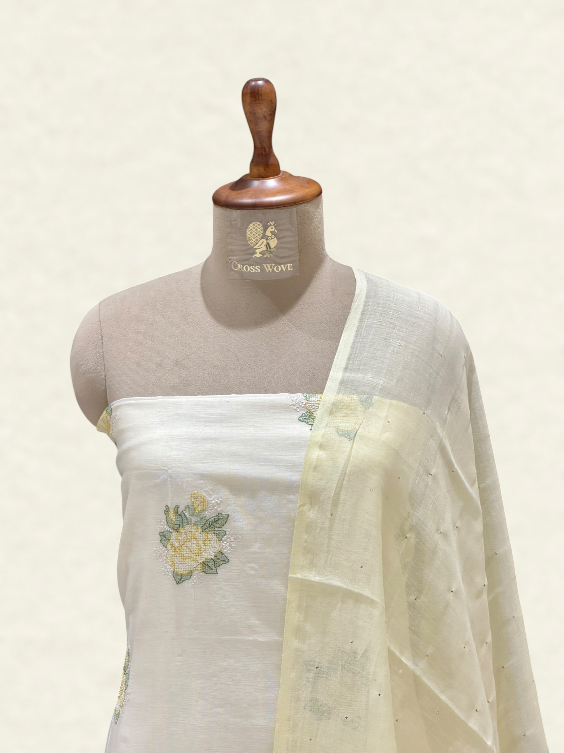 White Pure Mul Cotton Suit Set With Mukaish Work Dupatta