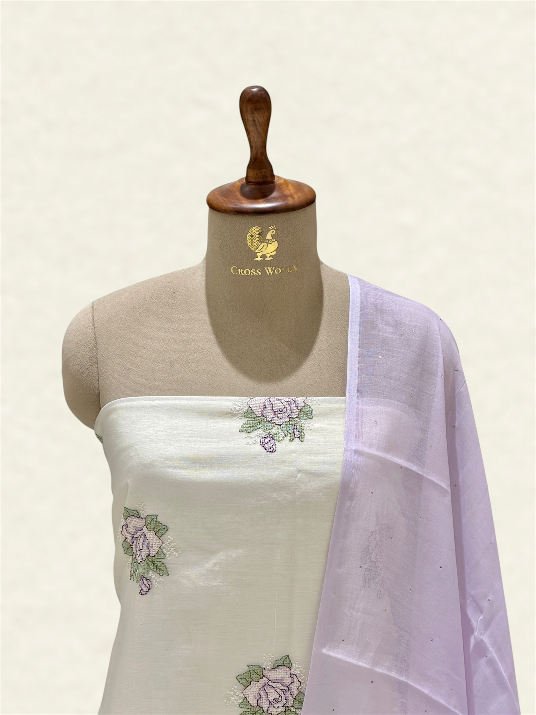 White Pure Mul Cotton Suit Set With Mukaish Work Dupatta