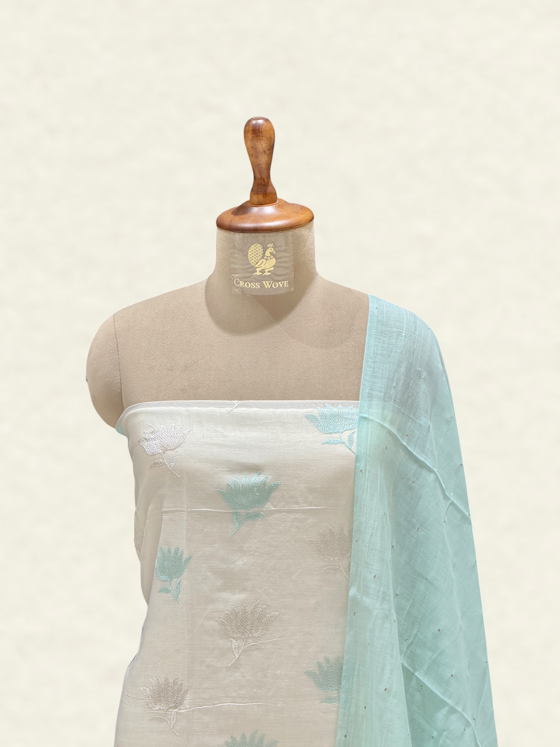 White Pure Mul Cotton Suit Set With Mukaish Work Dupatta
