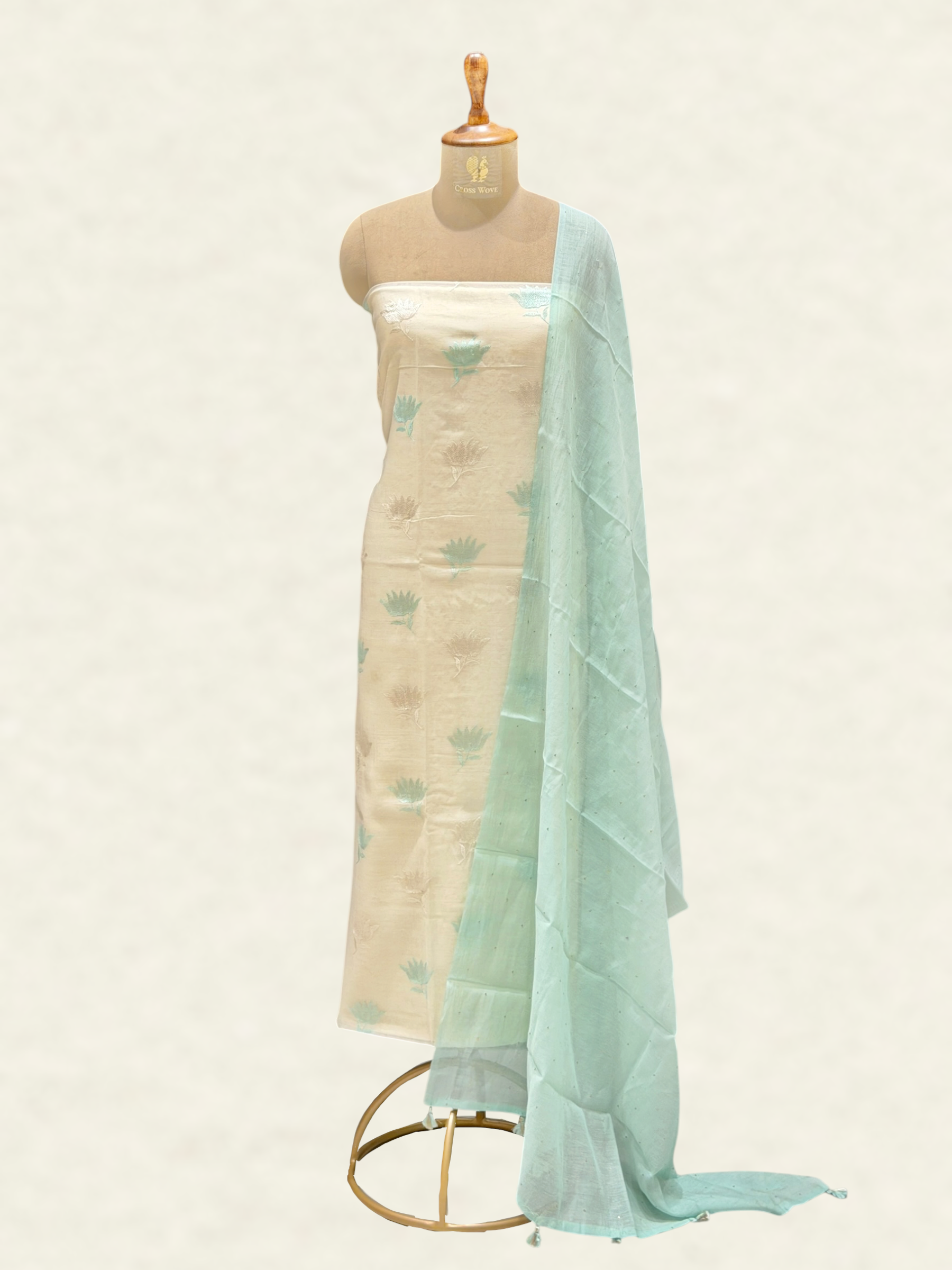 White Pure Mul Cotton Suit Set With Mukaish Work Dupatta