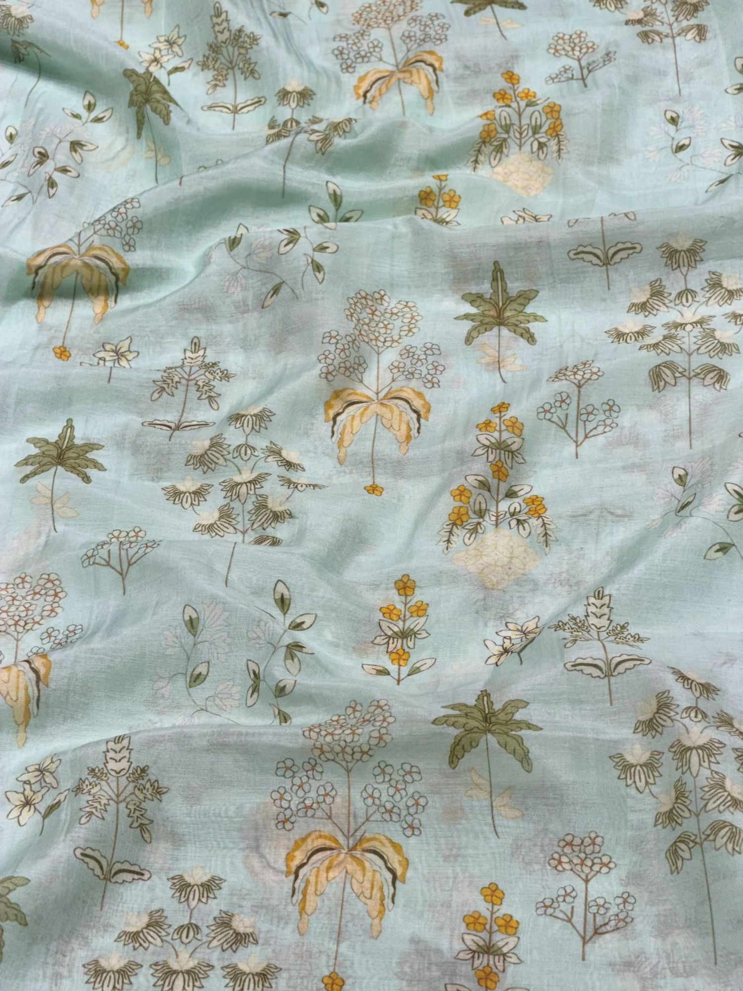Powder Blue Printed Mul Fabric