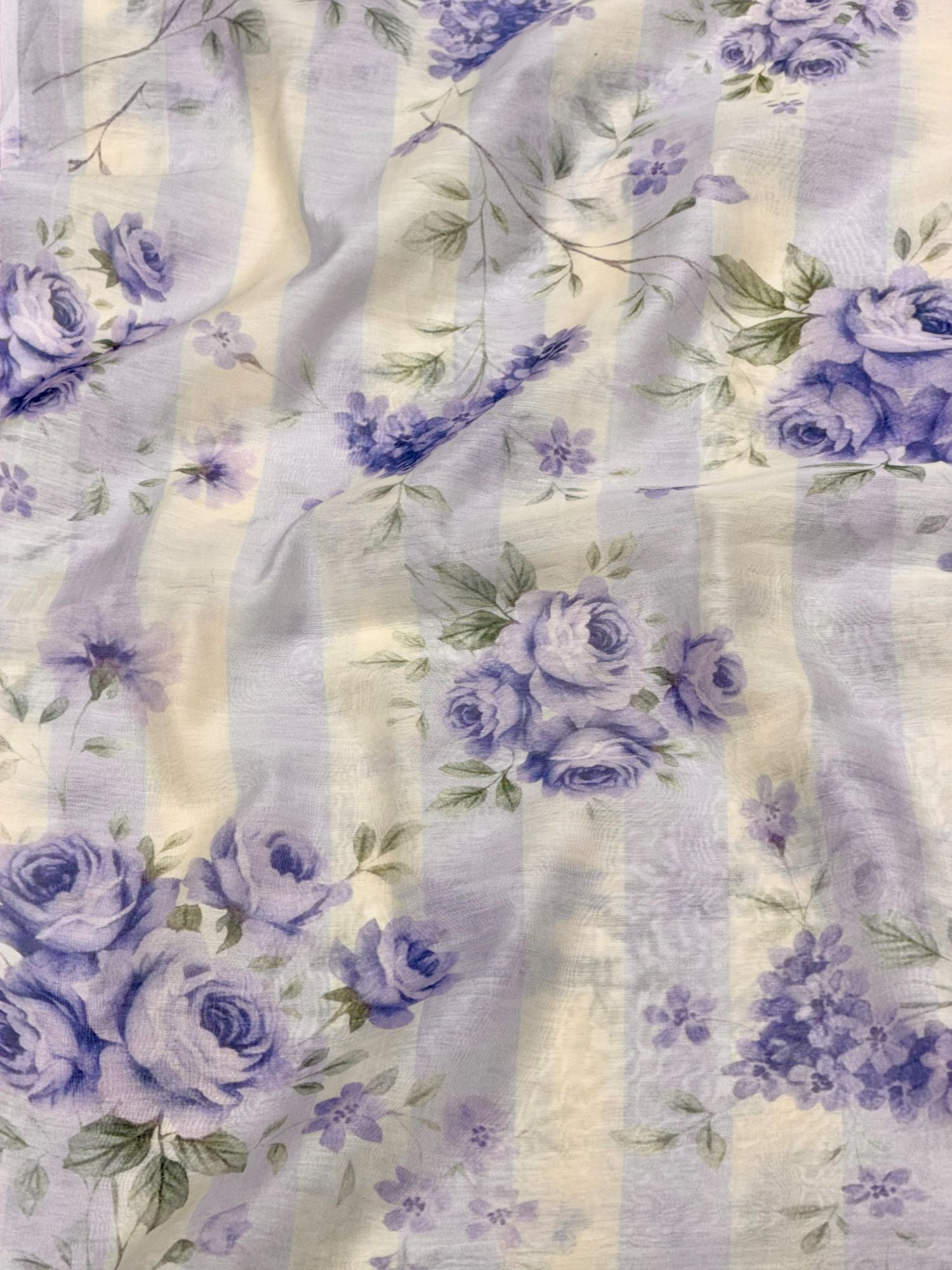 Blue & Ivory Printed Mul Fabric