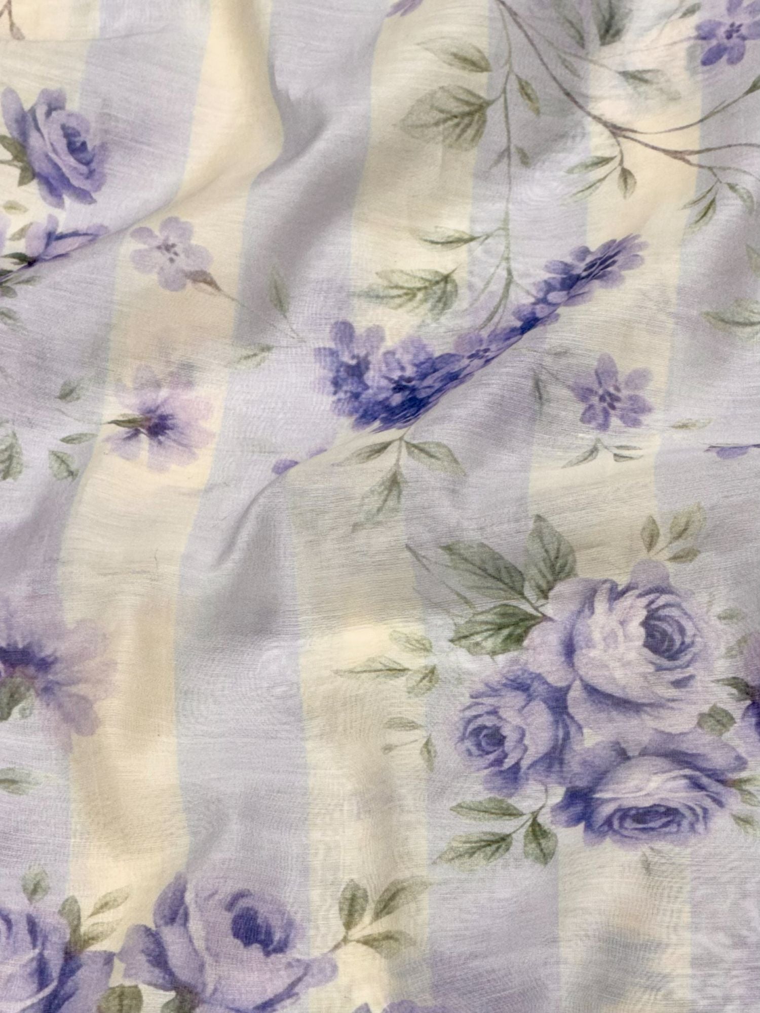 Blue & Ivory Printed Mul Fabric