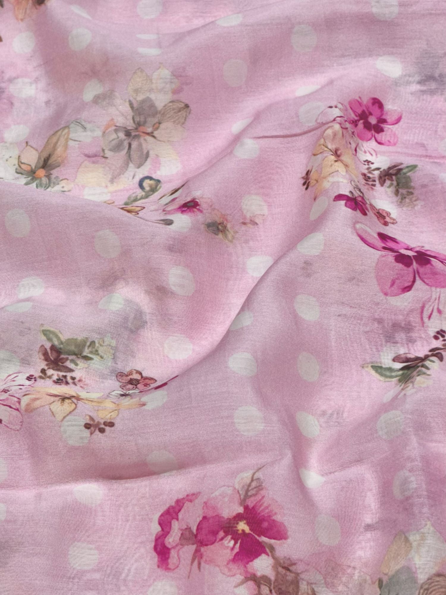 Powder Pink Printed Mul Fabric