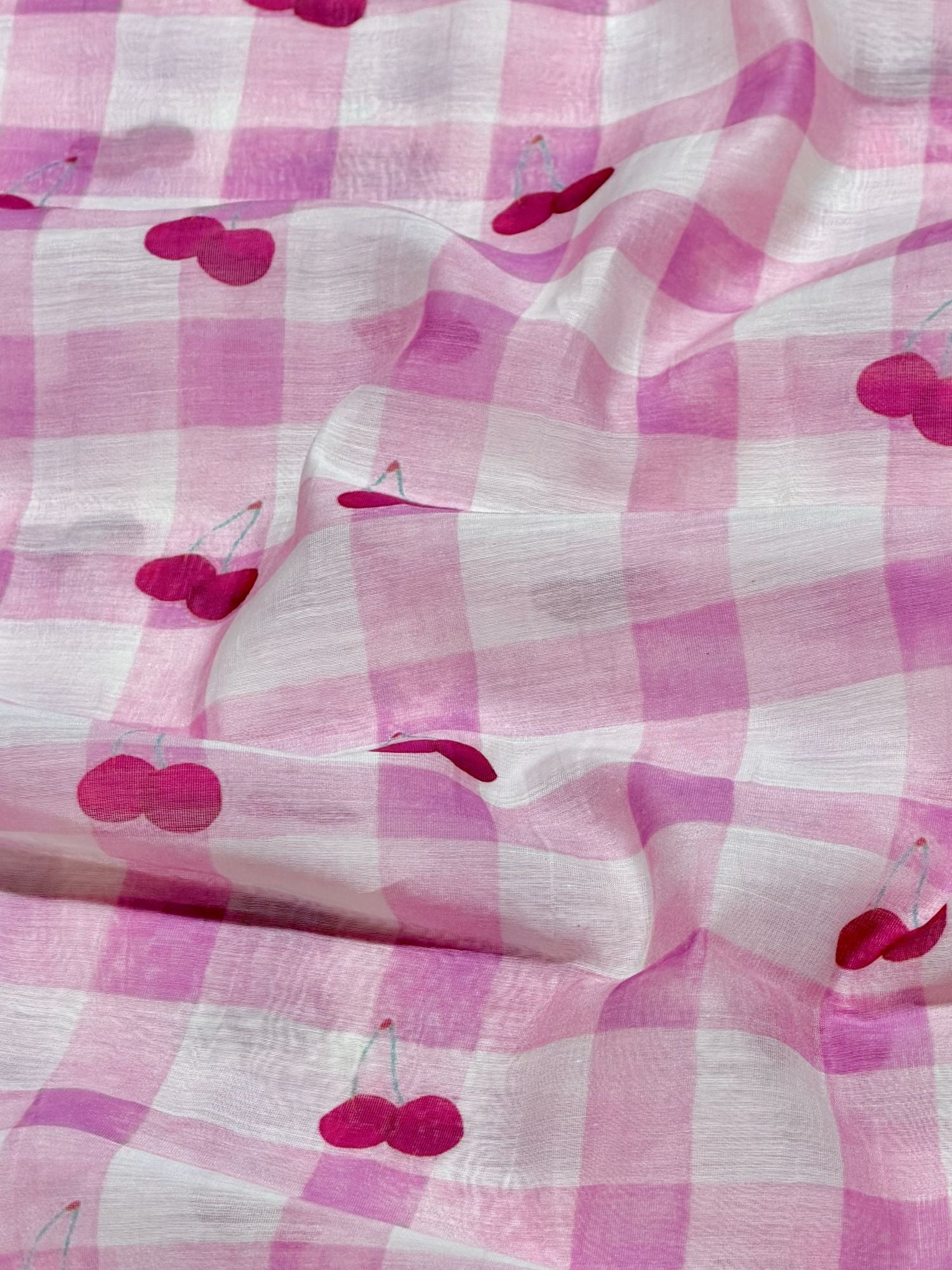 Pink & Ivory Printed Mul Fabric