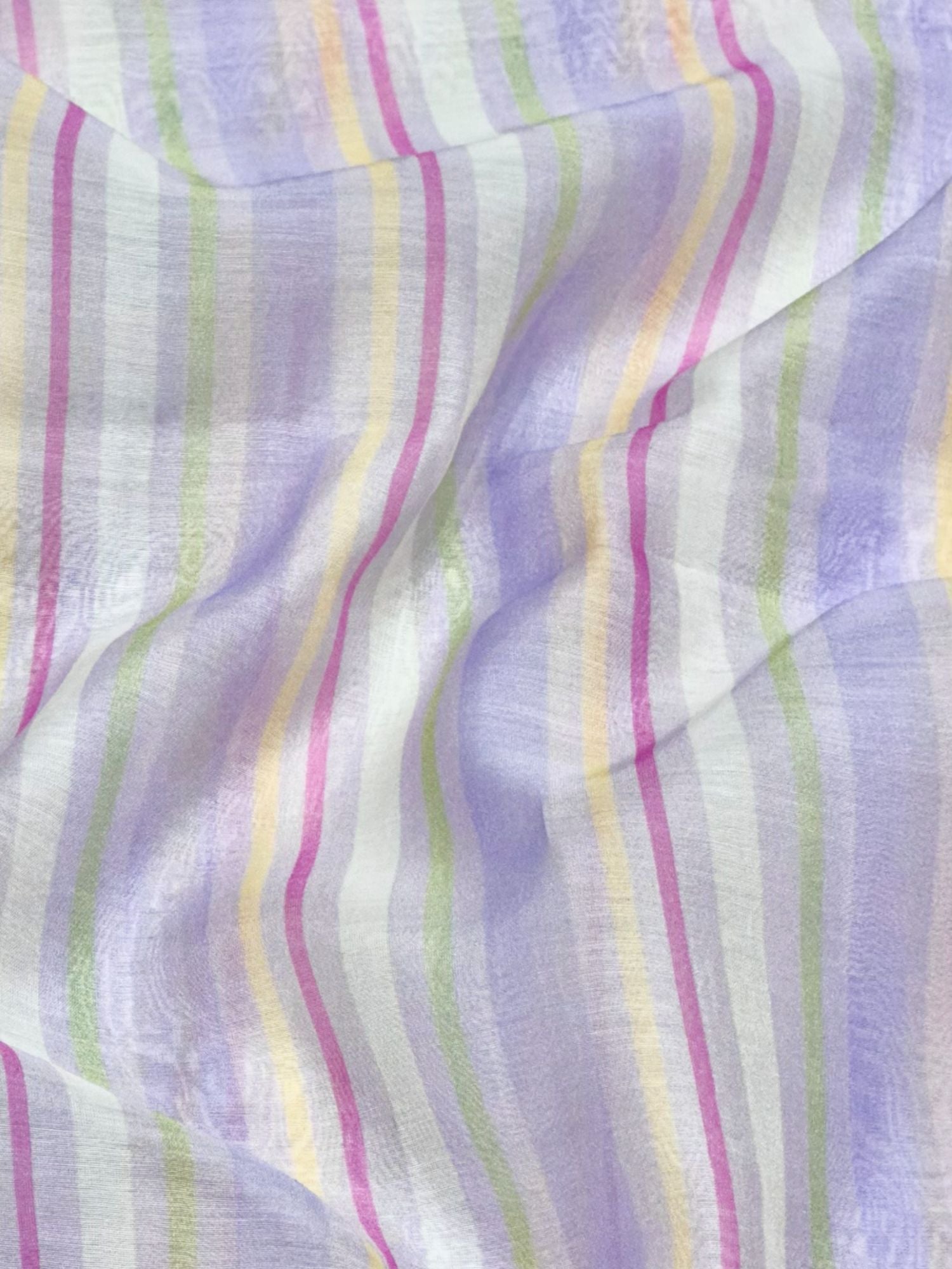 Pastel Stripe Mul Cotton Printed Fabric