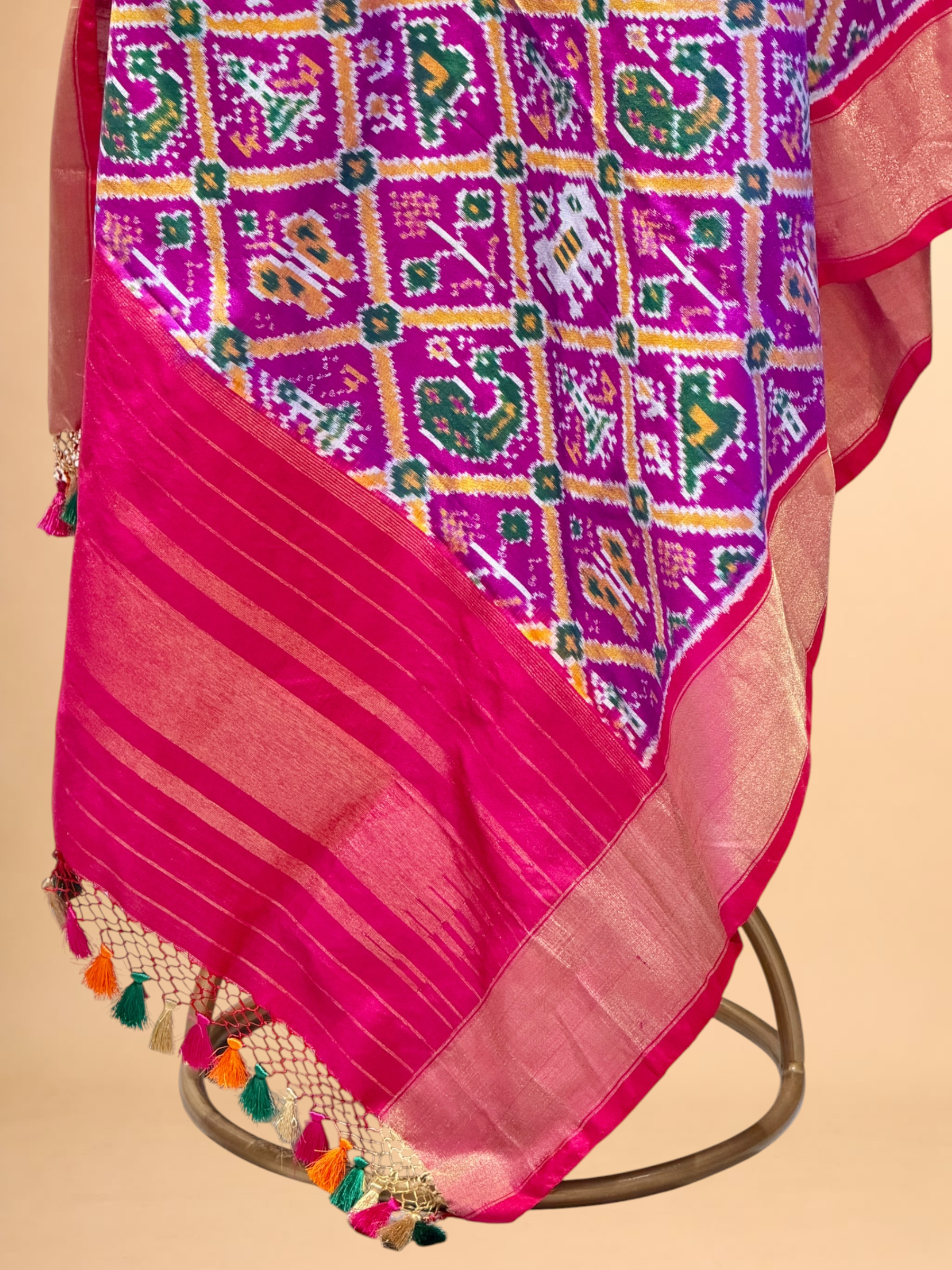 Purple Banarasi Katan Silk Ikkat Dupatta