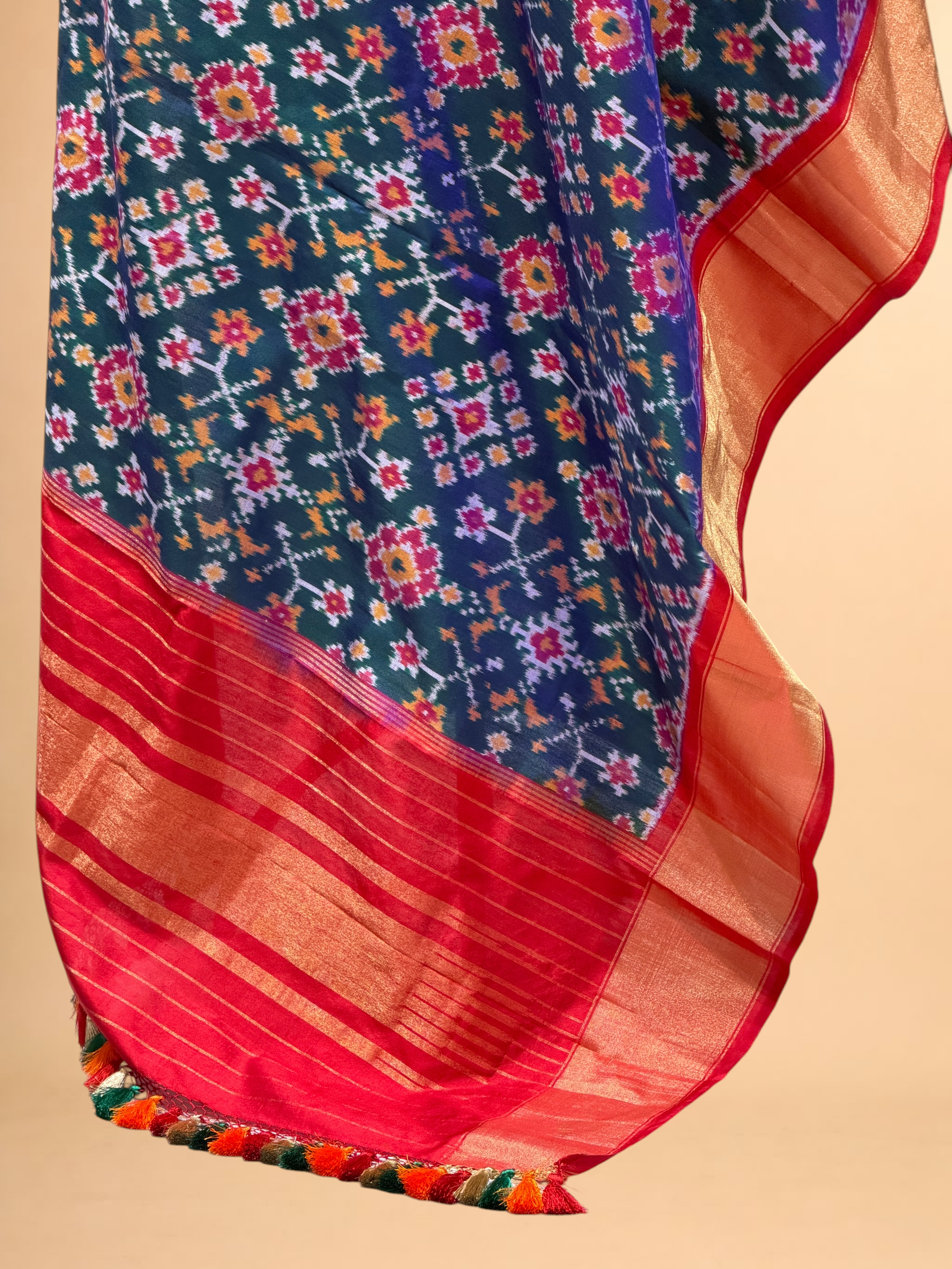 Blue Banarasi Katan Silk Ikkat Dupatta