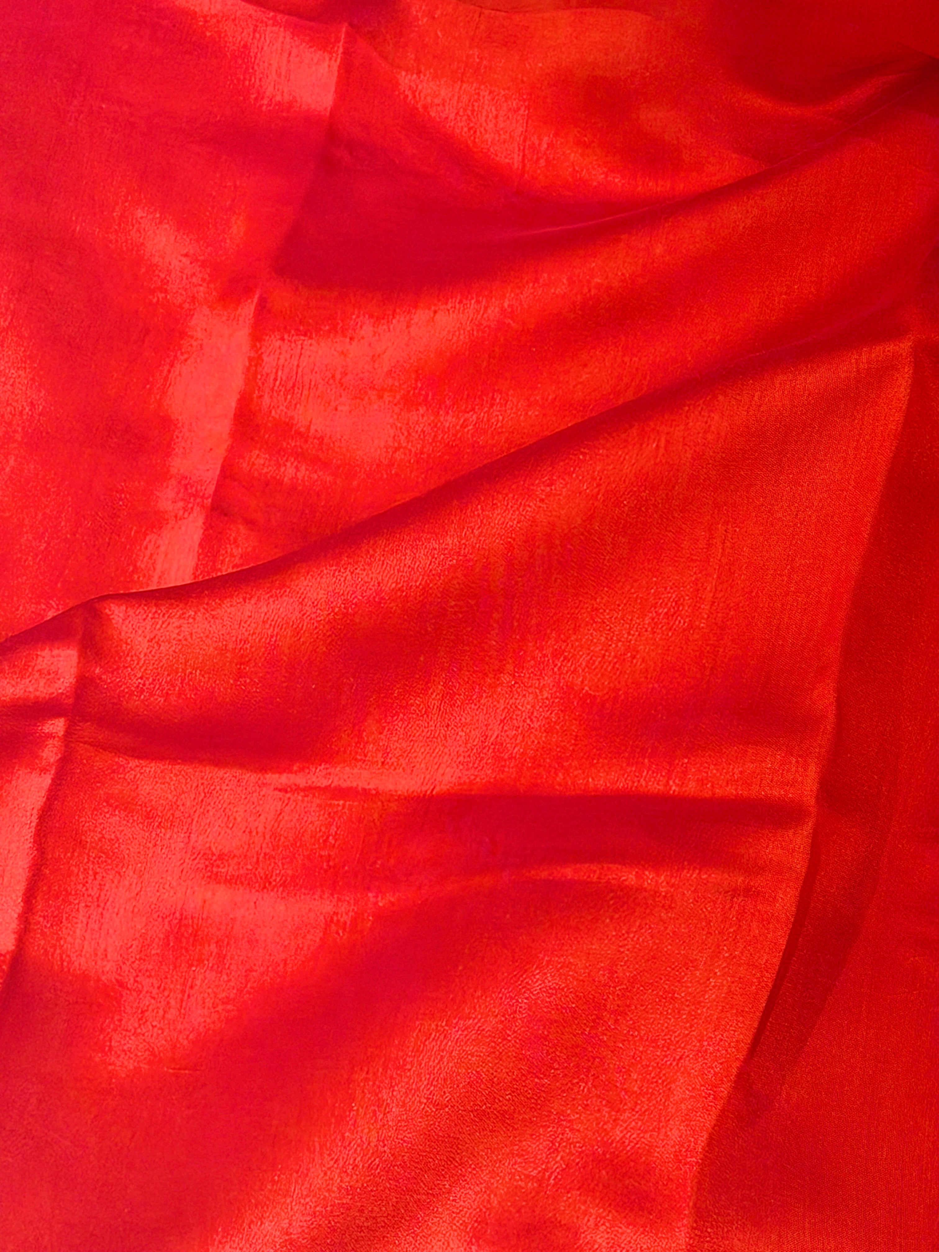 Red Soft Silk Suit Set With Zari Border Dupatta