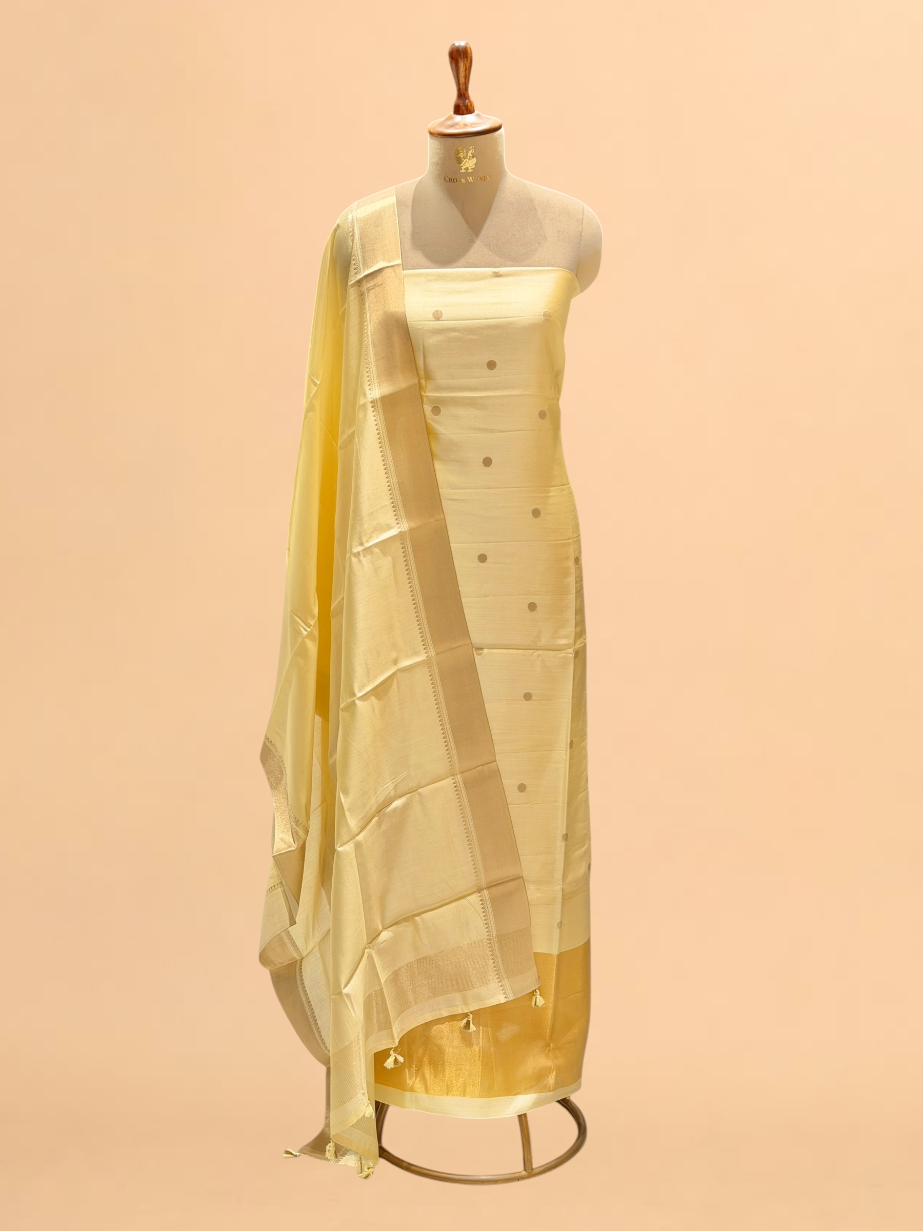 Lemon Yellow Soft Silk Suit Set With Zari Border Dupatta