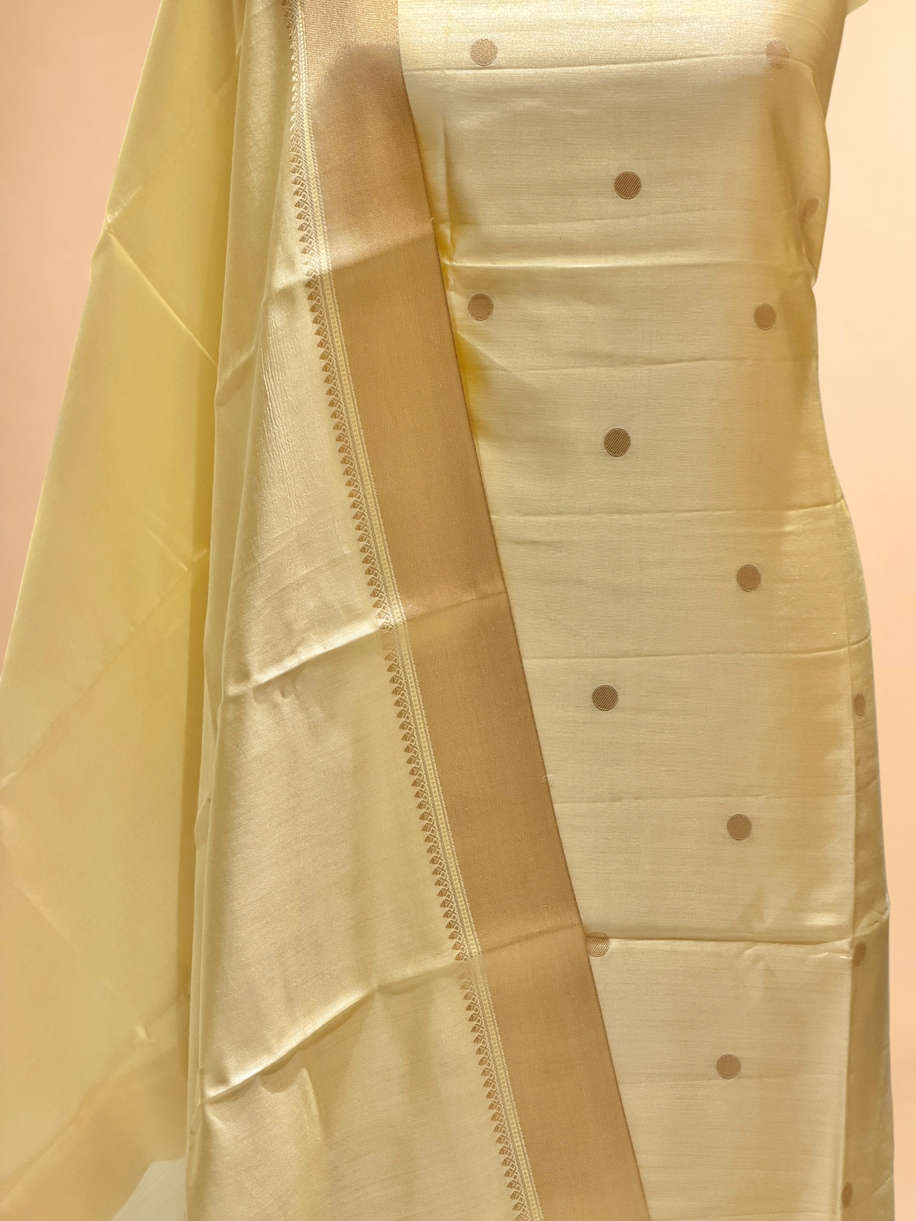 Lemon Yellow Soft Silk Suit Set With Zari Border Dupatta