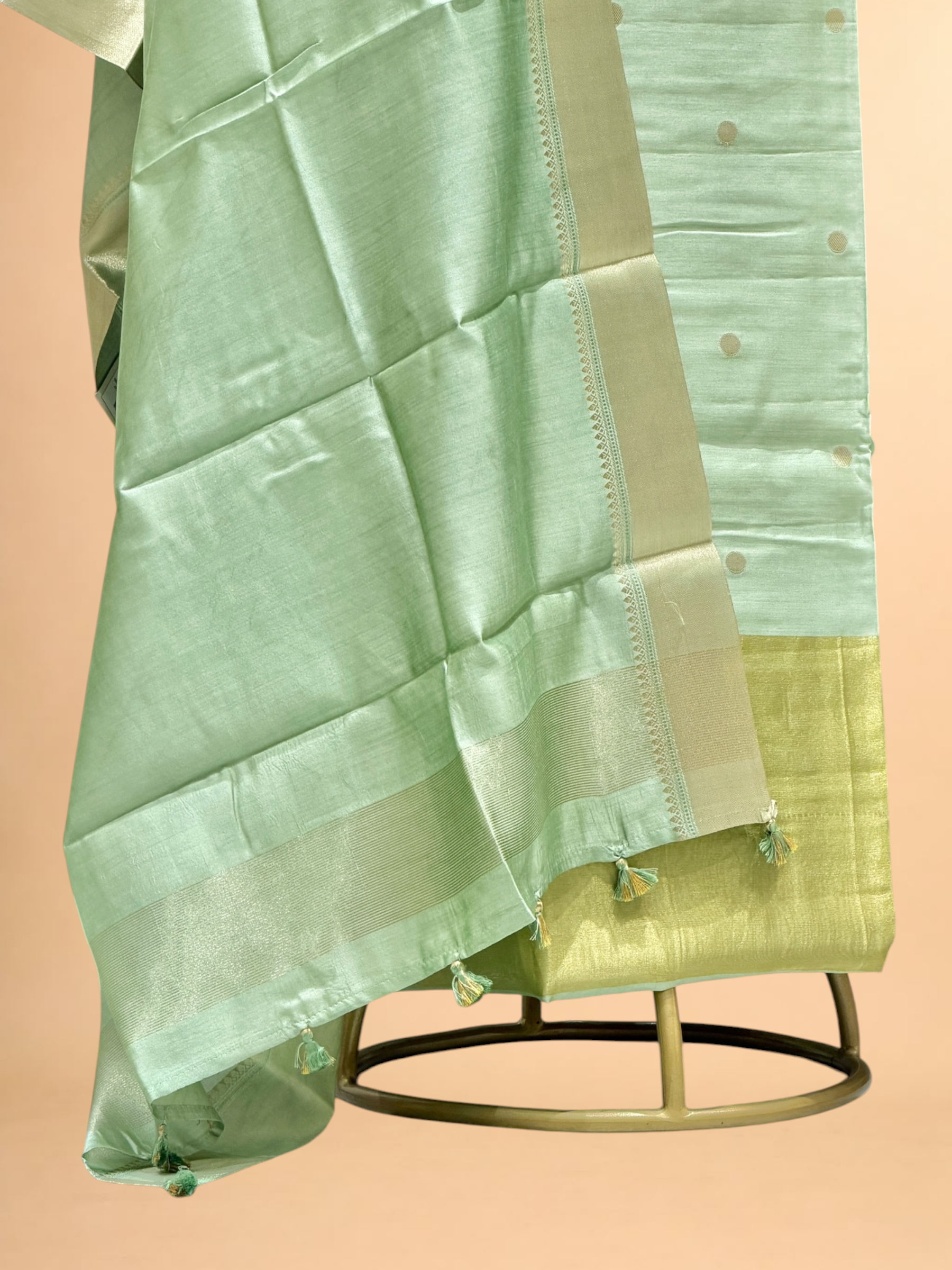 Mint Green Soft Silk Suit Set With Zari Border Dupatta