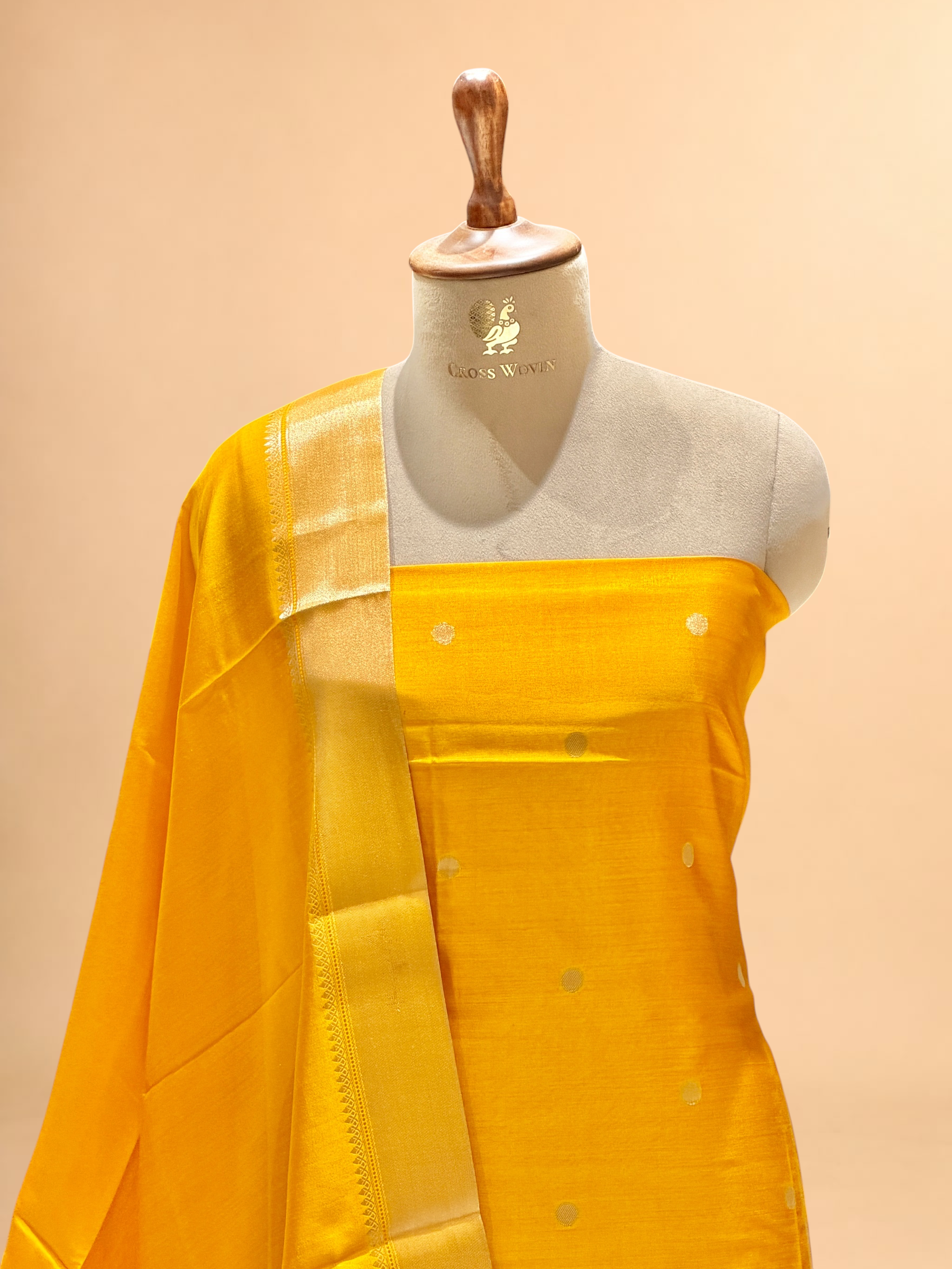 Mustard Yellow Soft Silk Suit Set With Zari Border Dupatta