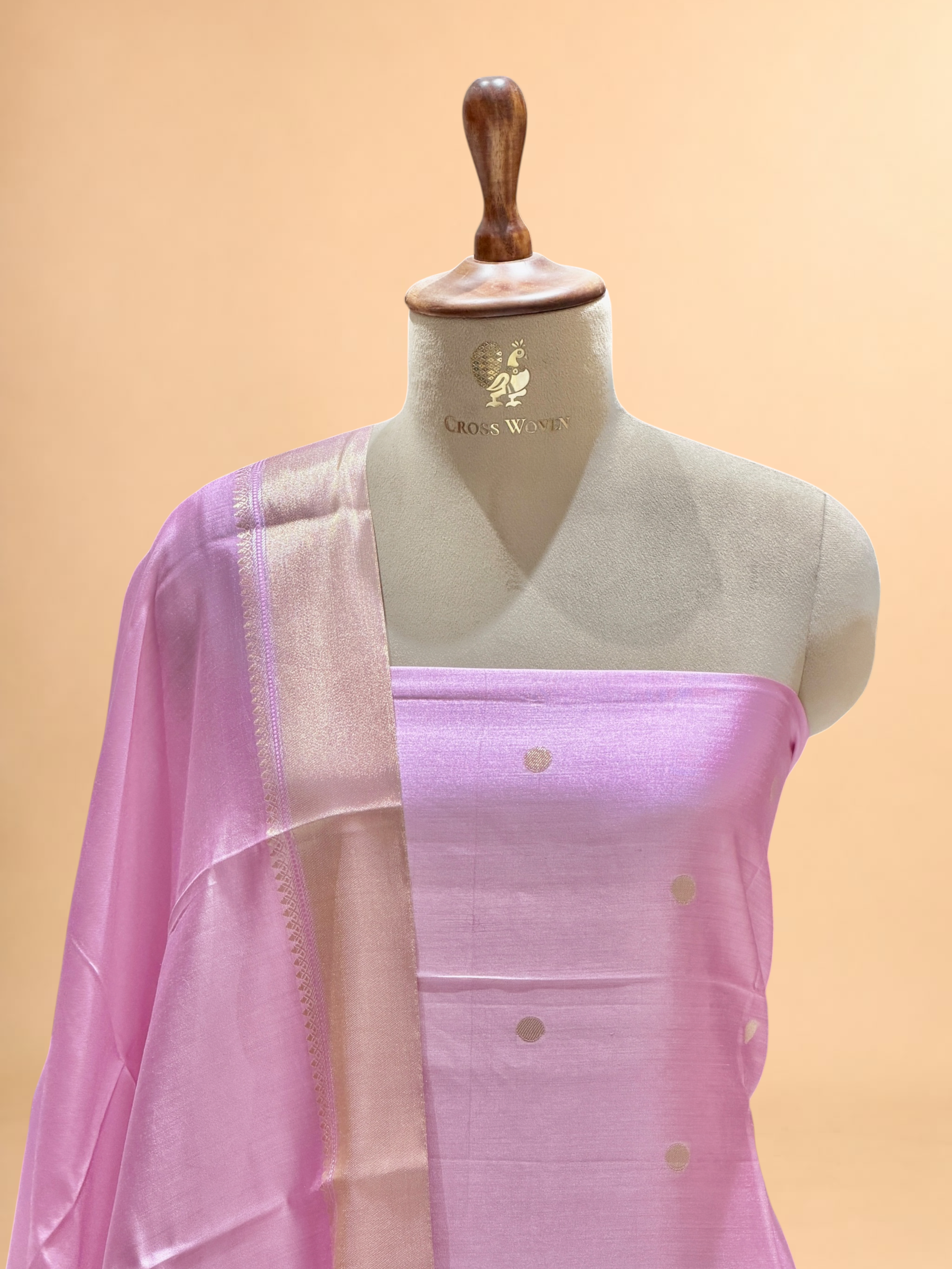Pastel Pink Soft Silk Suit Set With Zari Border Dupatta