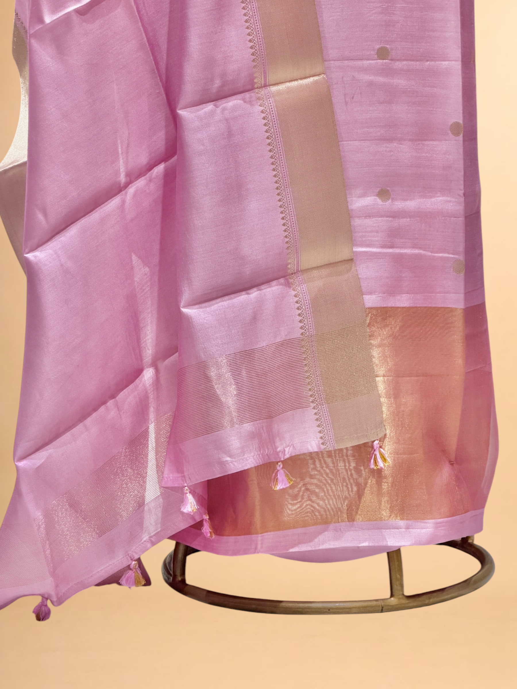Pastel Pink Soft Silk Suit Set With Zari Border Dupatta