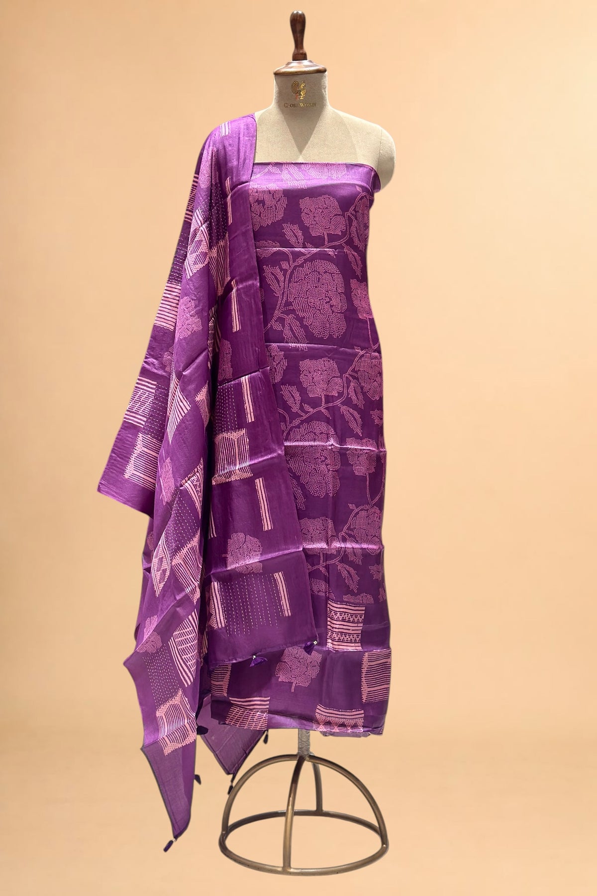 Magenta Purple Banarasi Pure Tusser Silk Suit Set