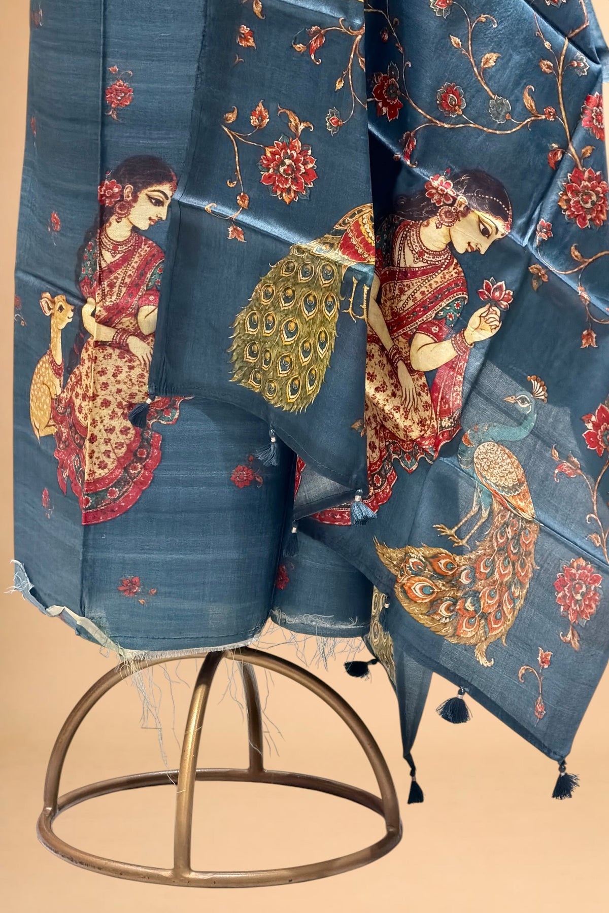 Teal Blue Banarasi Pure Tusser Silk Suit Set