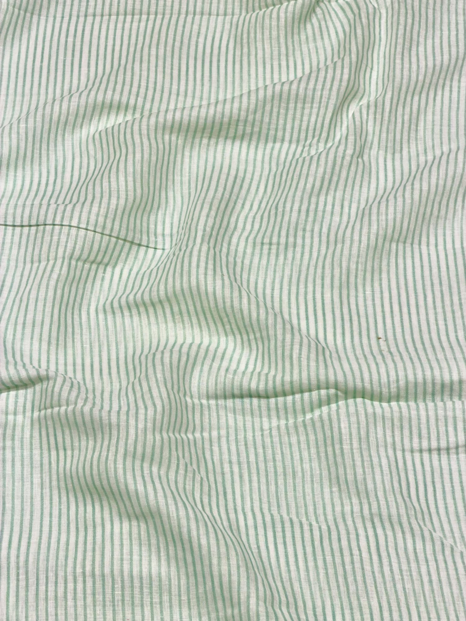 Pastel Mint & White Striped Linen Fabric