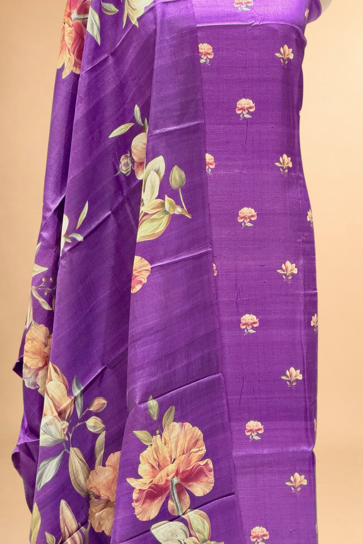 Purple Banarasi Pure Tusser Silk Suit Set