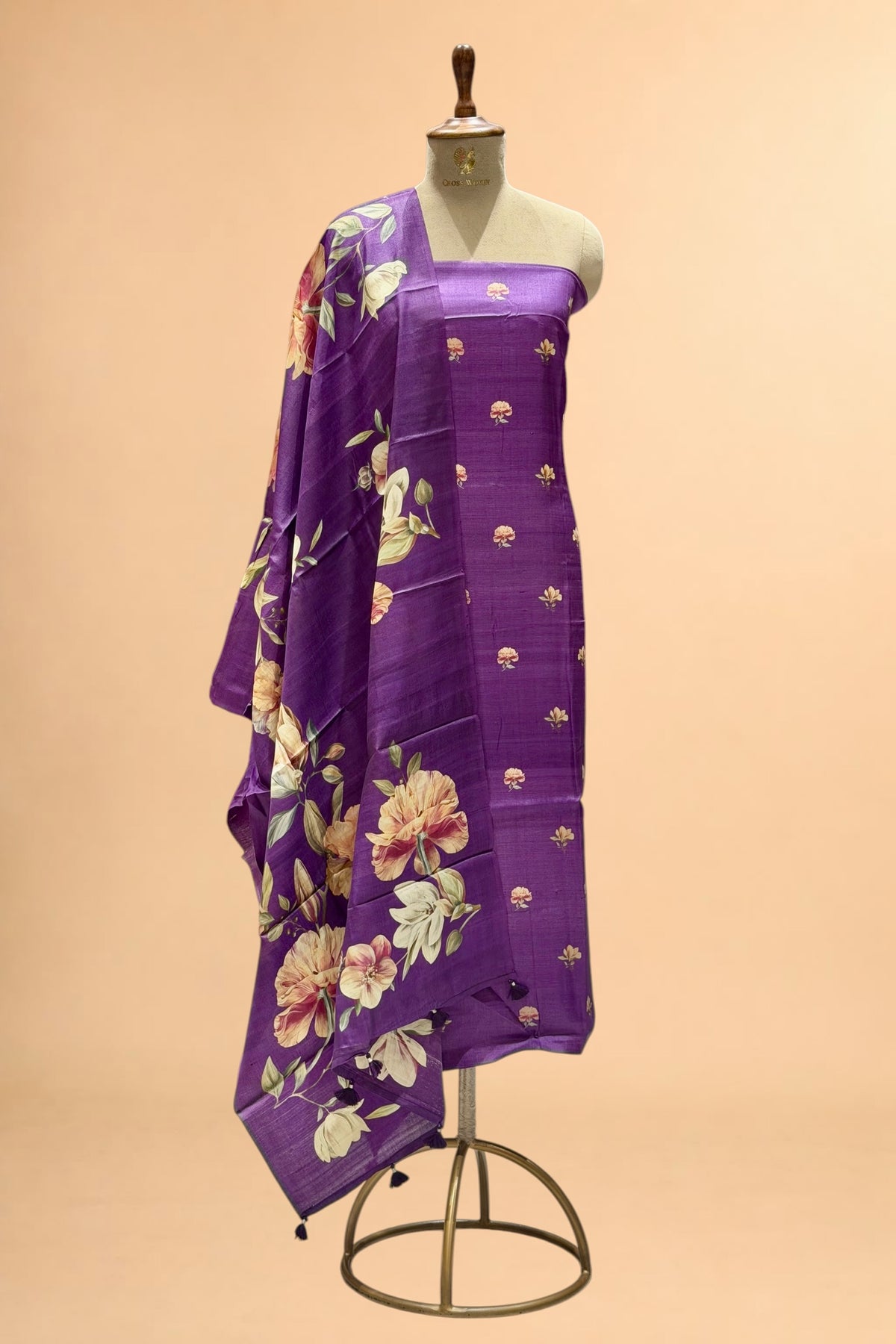Purple Banarasi Pure Tusser Silk Suit Set
