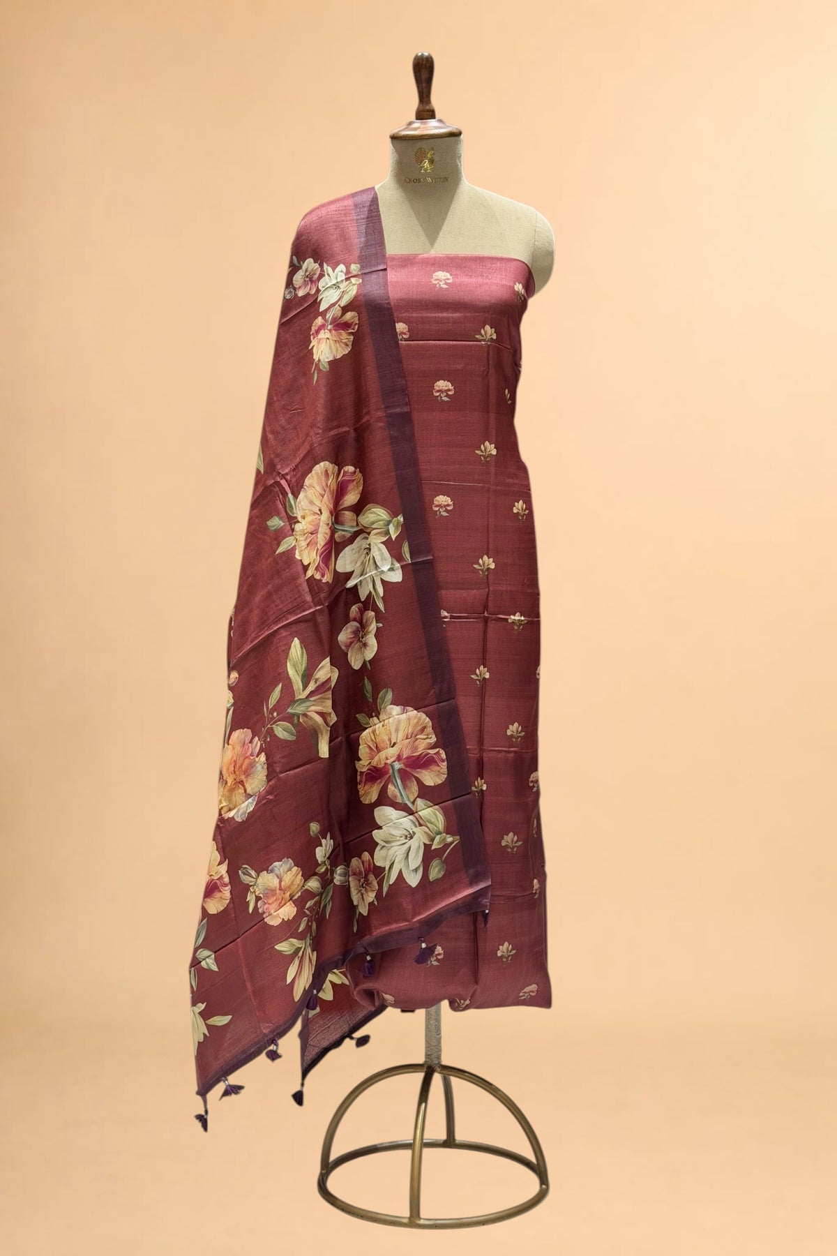 Chocolate Brown Banarasi Pure Tusser Silk Suit Set