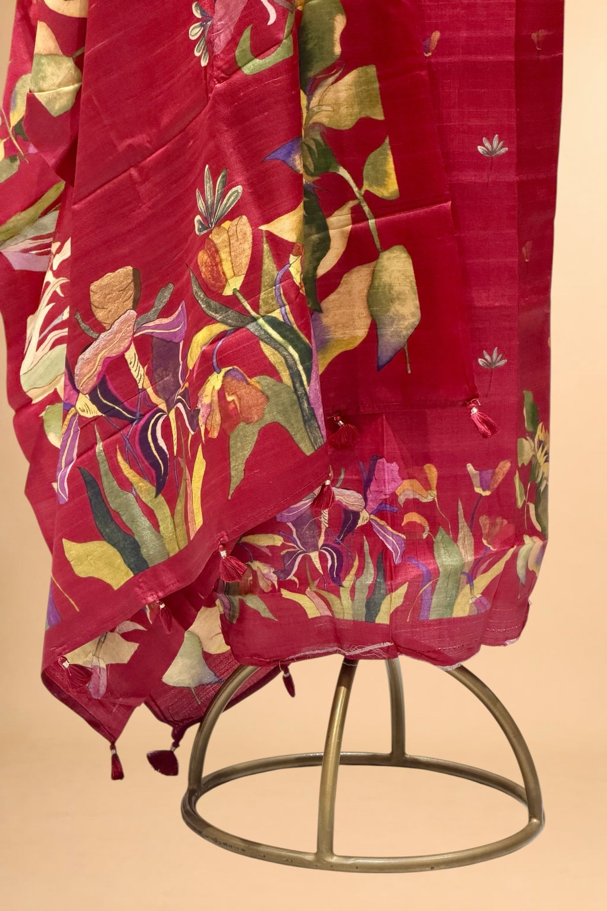 Red Banarasi Pure Tusser Silk Suit Set