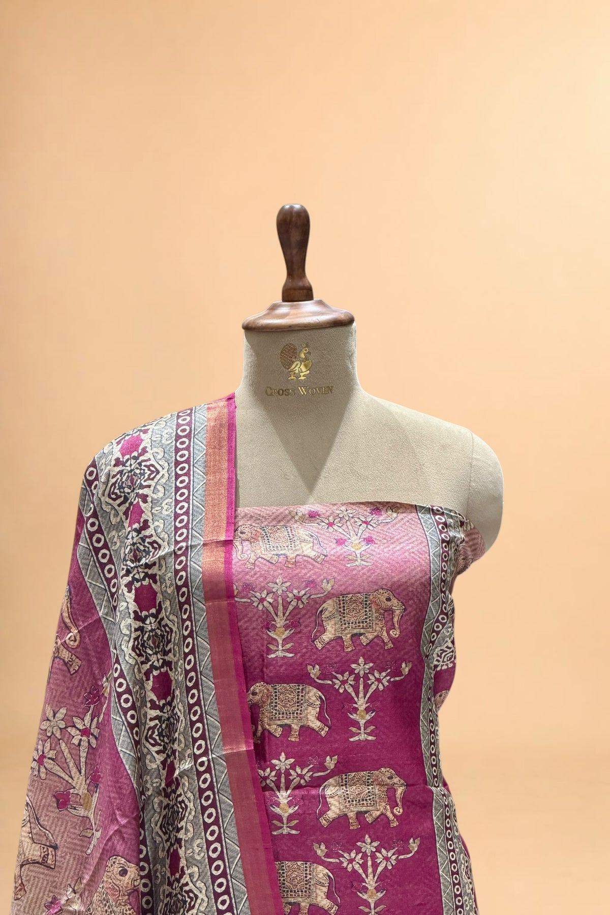 Magenta Pink Banarasi Pure Tusser Silk Suit Set