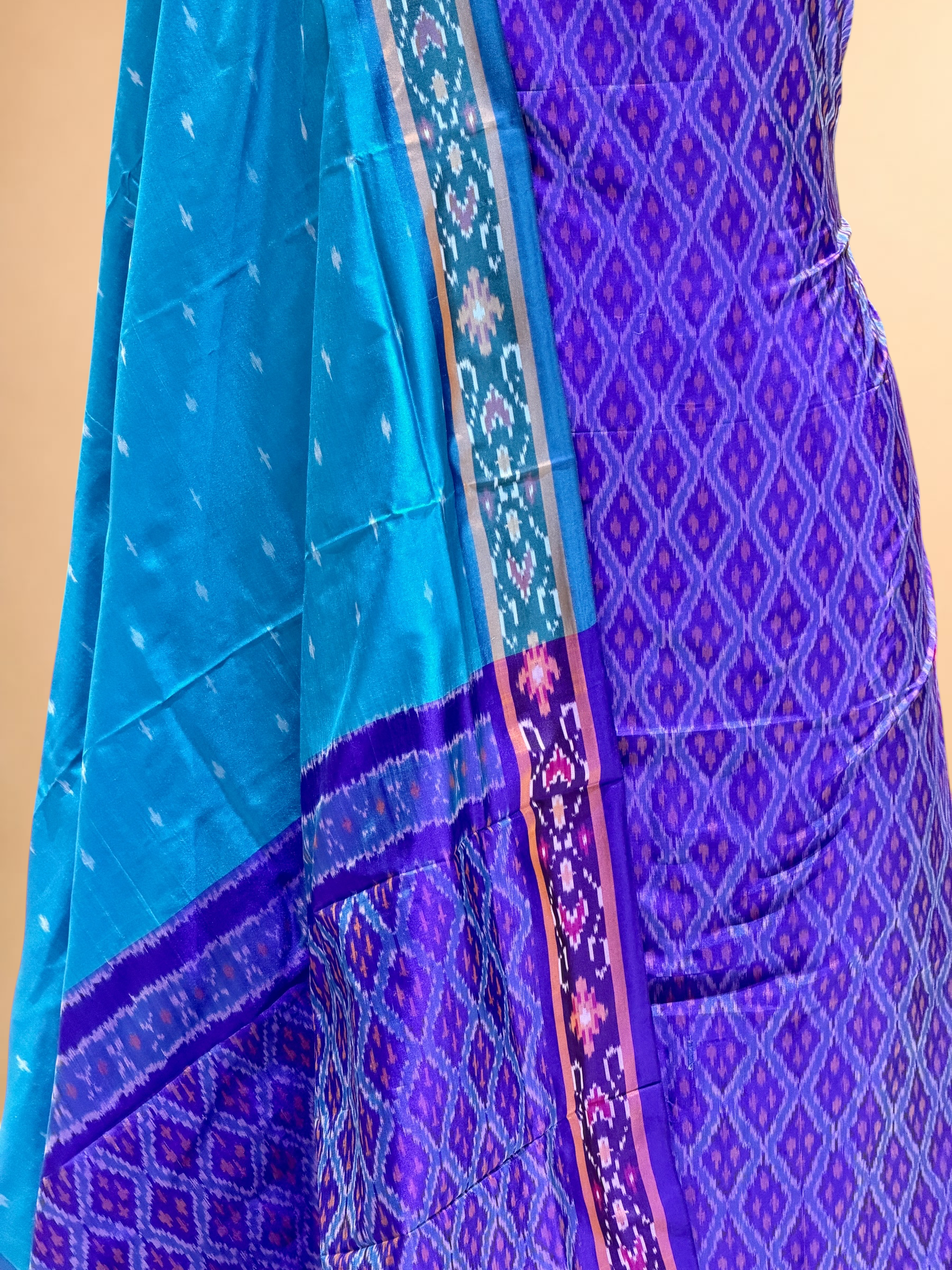 Katan Ikkat Silk Suit Set with Double Colour Dupatta
