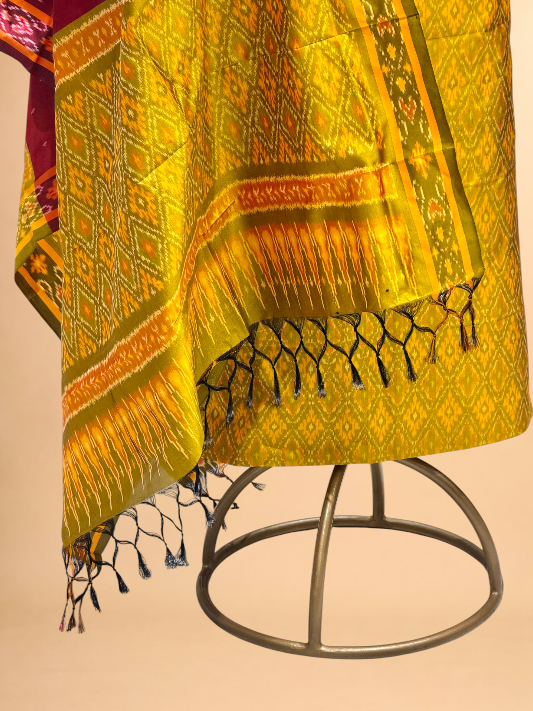 Katan Ikkat Silk Suit Set with Double Colour Dupatta