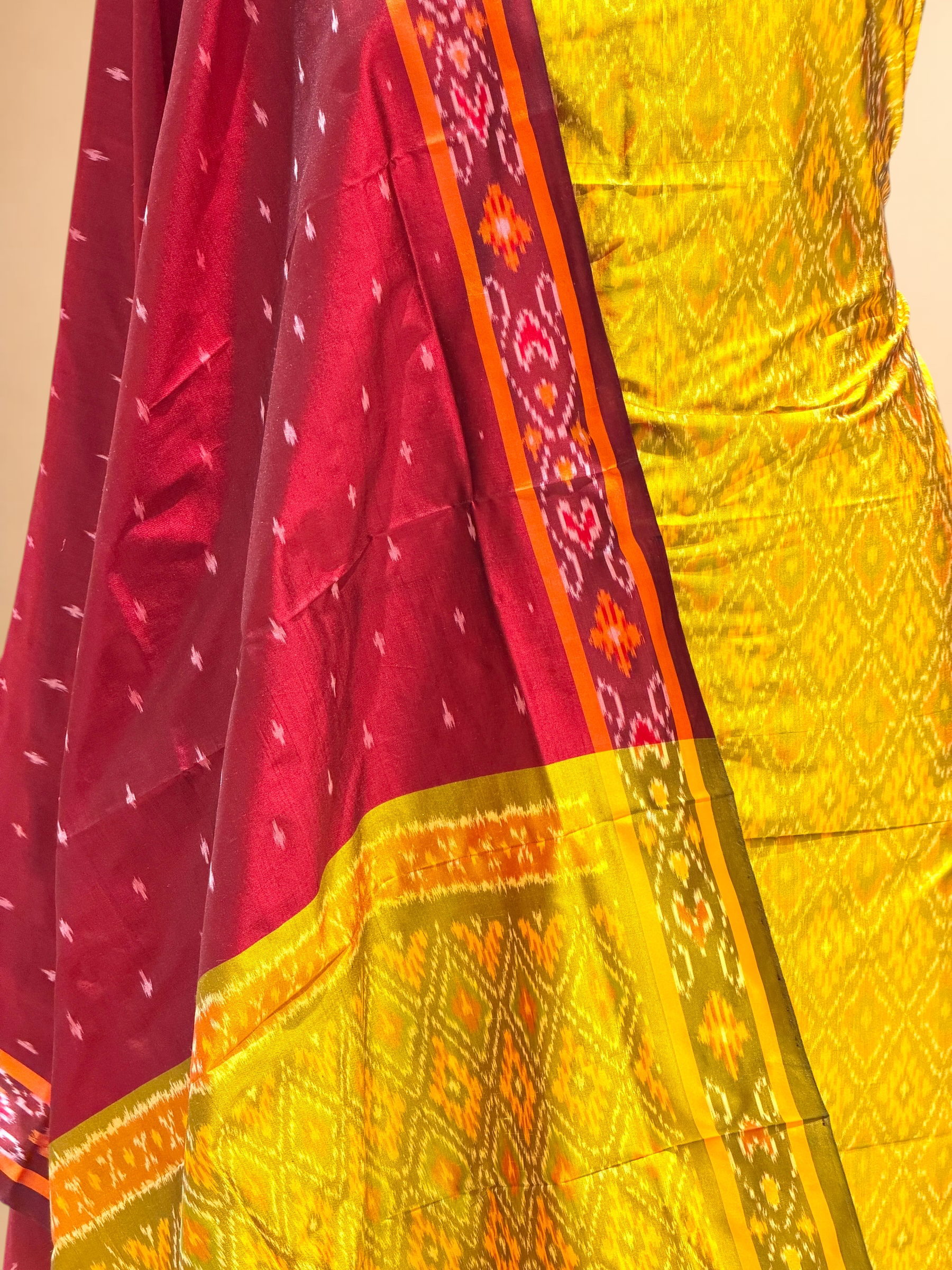 Katan Ikkat Silk Suit Set with Double Colour Dupatta