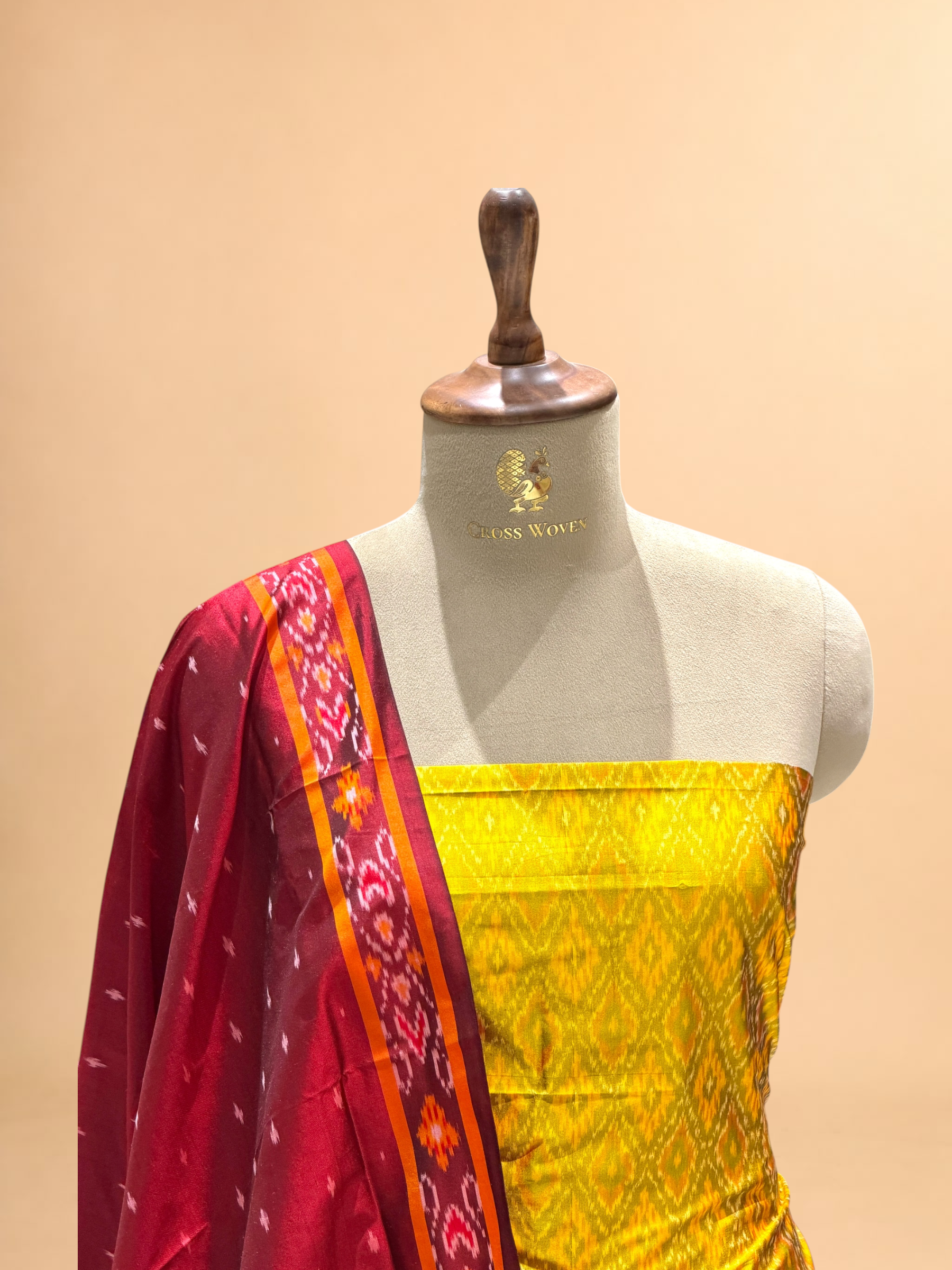 Katan Ikkat Silk Suit Set with Double Colour Dupatta