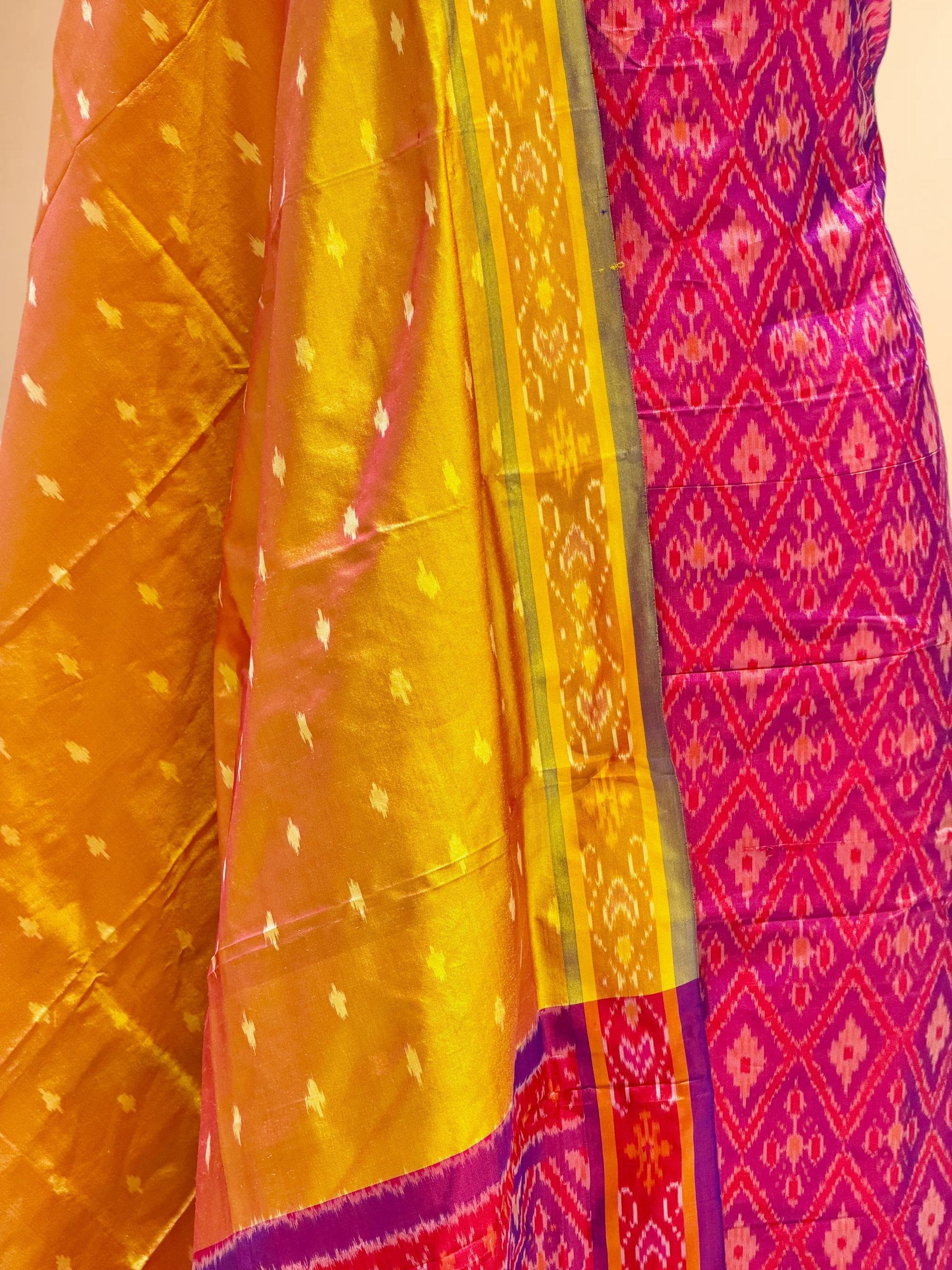 Katan Ikkat Silk Suit Set with Double Colour Dupatta