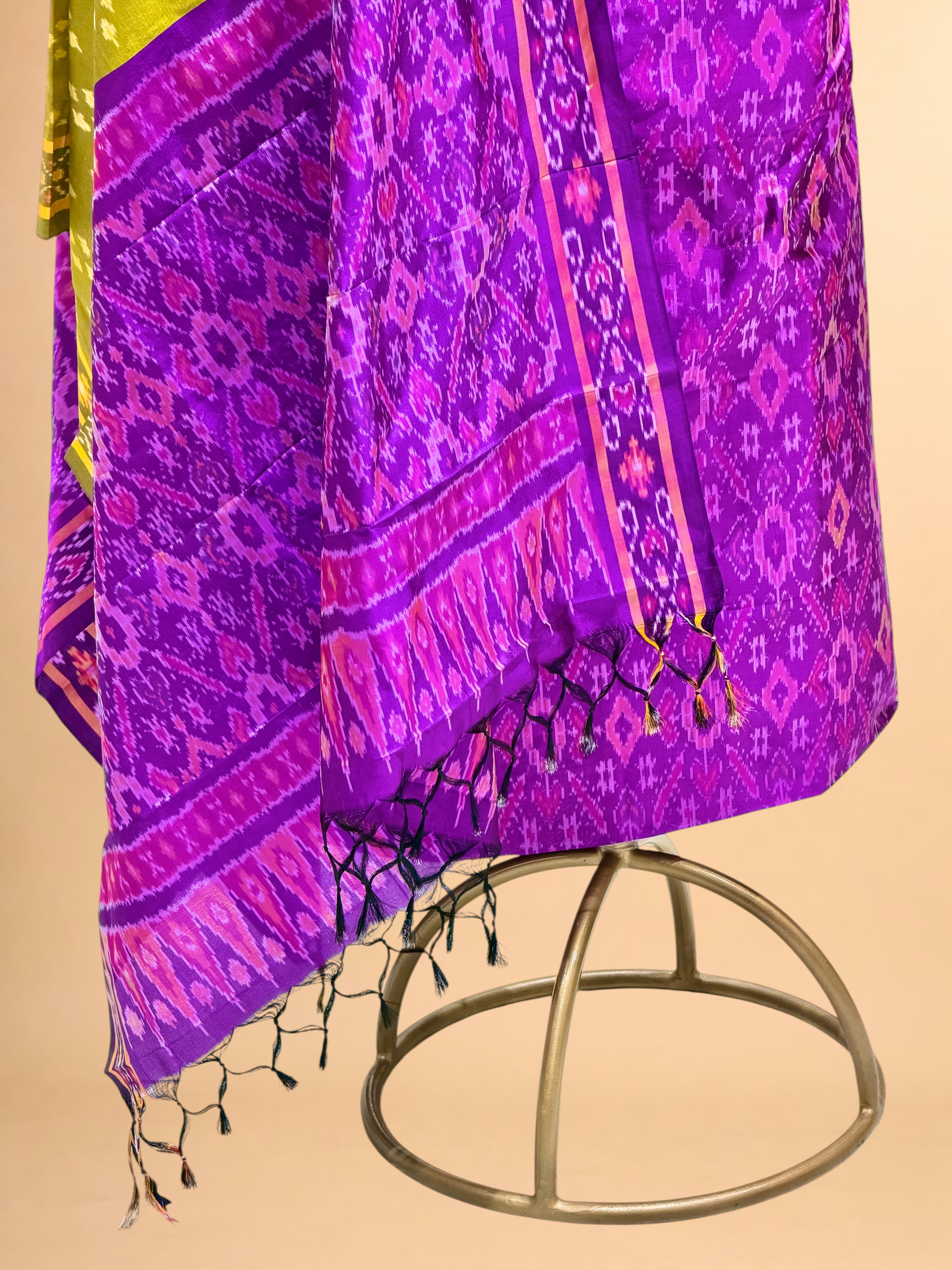 Katan Ikkat Silk Suit Set with Double Colour Dupattauit