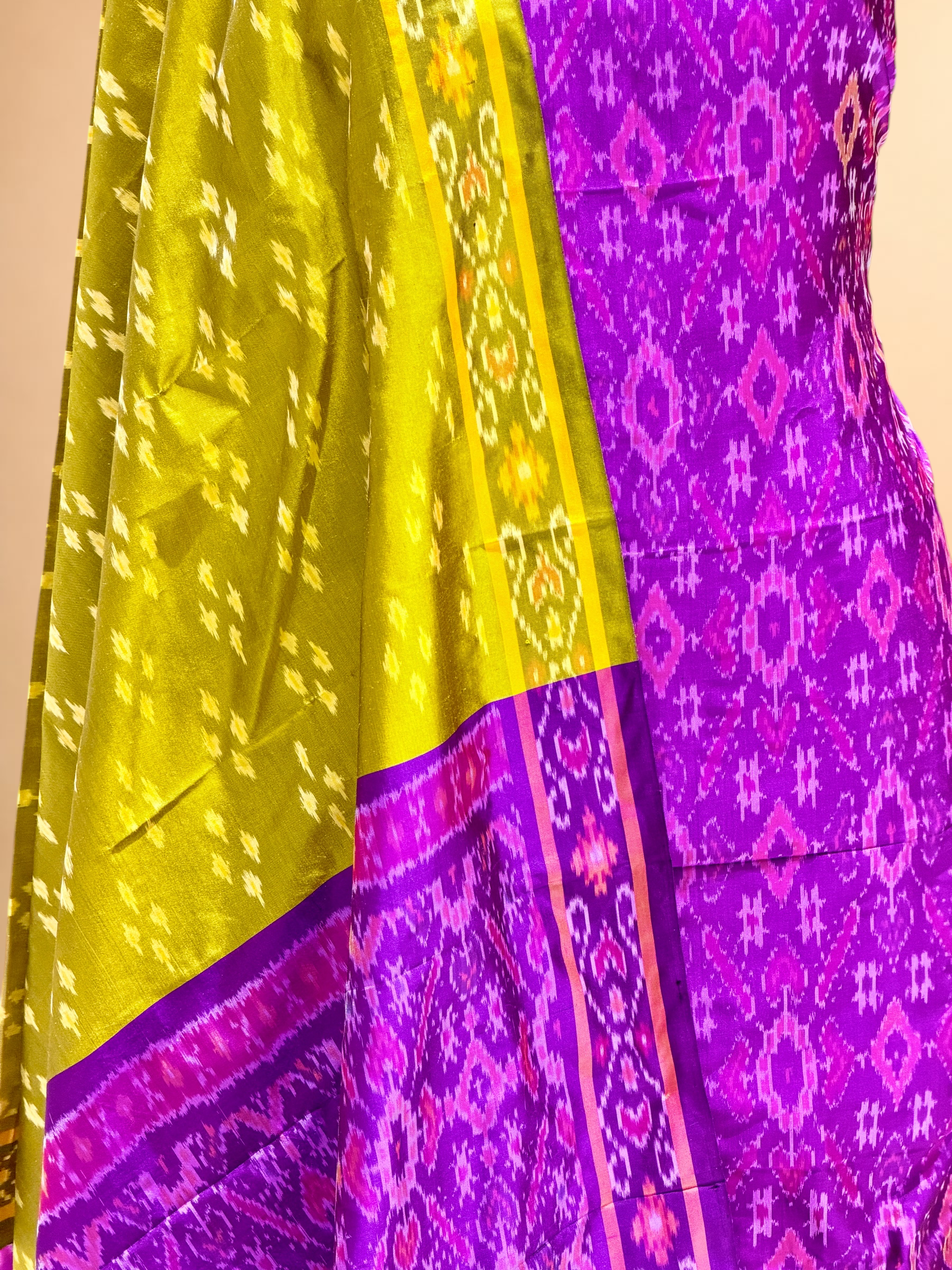 Katan Ikkat Silk Suit Set with Double Colour Dupattauit