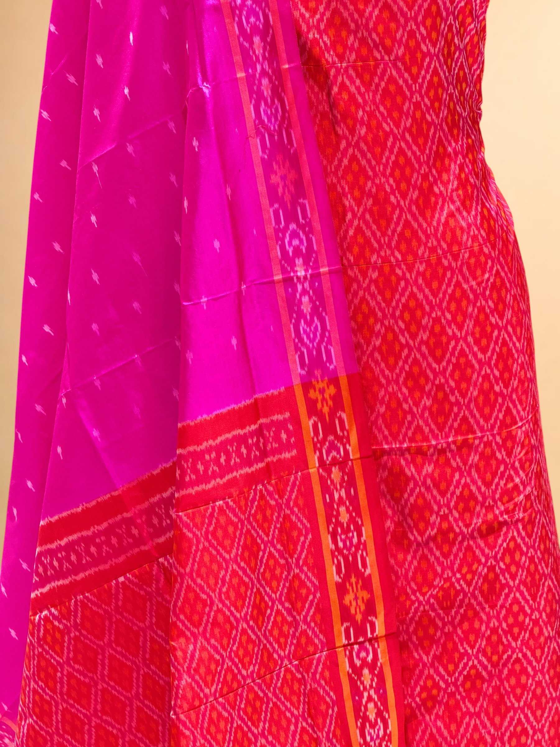 Katan Ikkat Silk Suit Set with Double Colour Dupatta