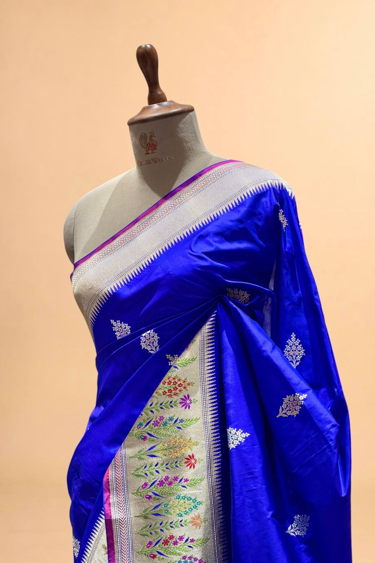 Pure katan silk saree with paithani border