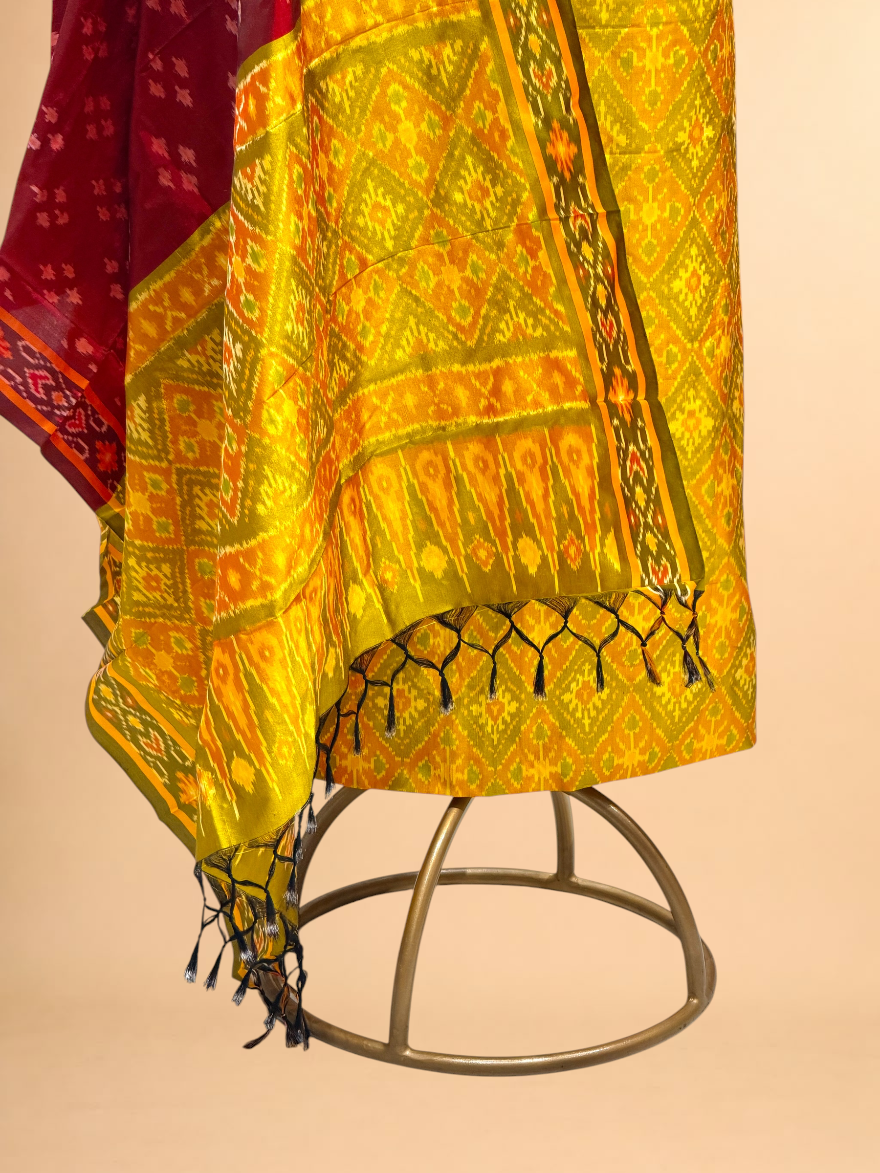 Katan Ikkat Silk Suit Set with Double Colour Dupatta