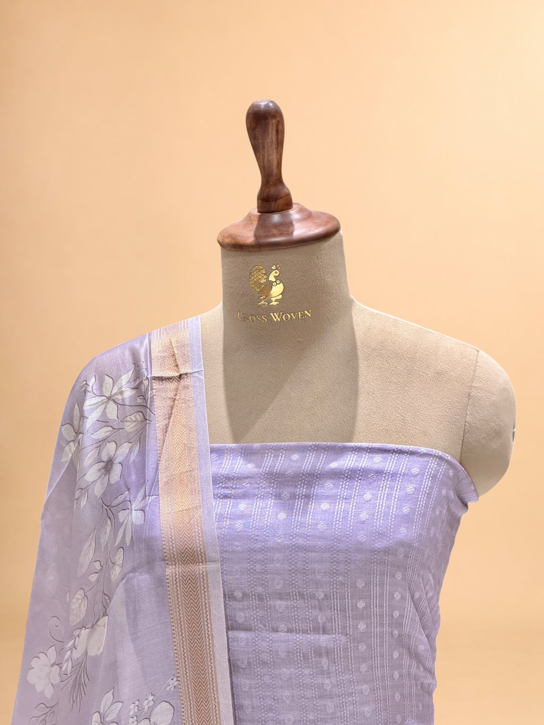 Lavender Chanderi Silk Suit Sets With Printed Dupatta