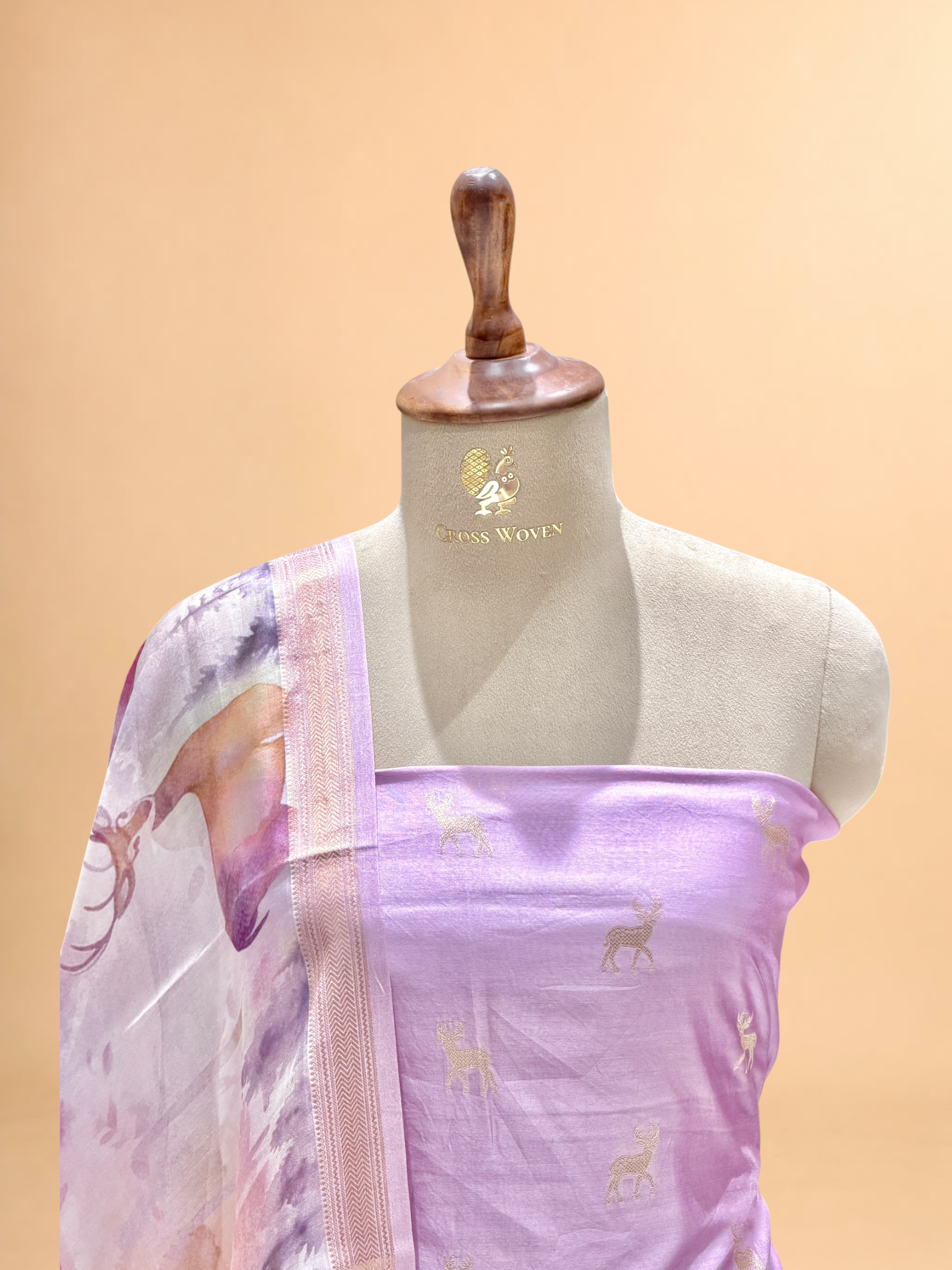 Lavender Chanderi Silk Suit Sets With Floral Printed Dupatta