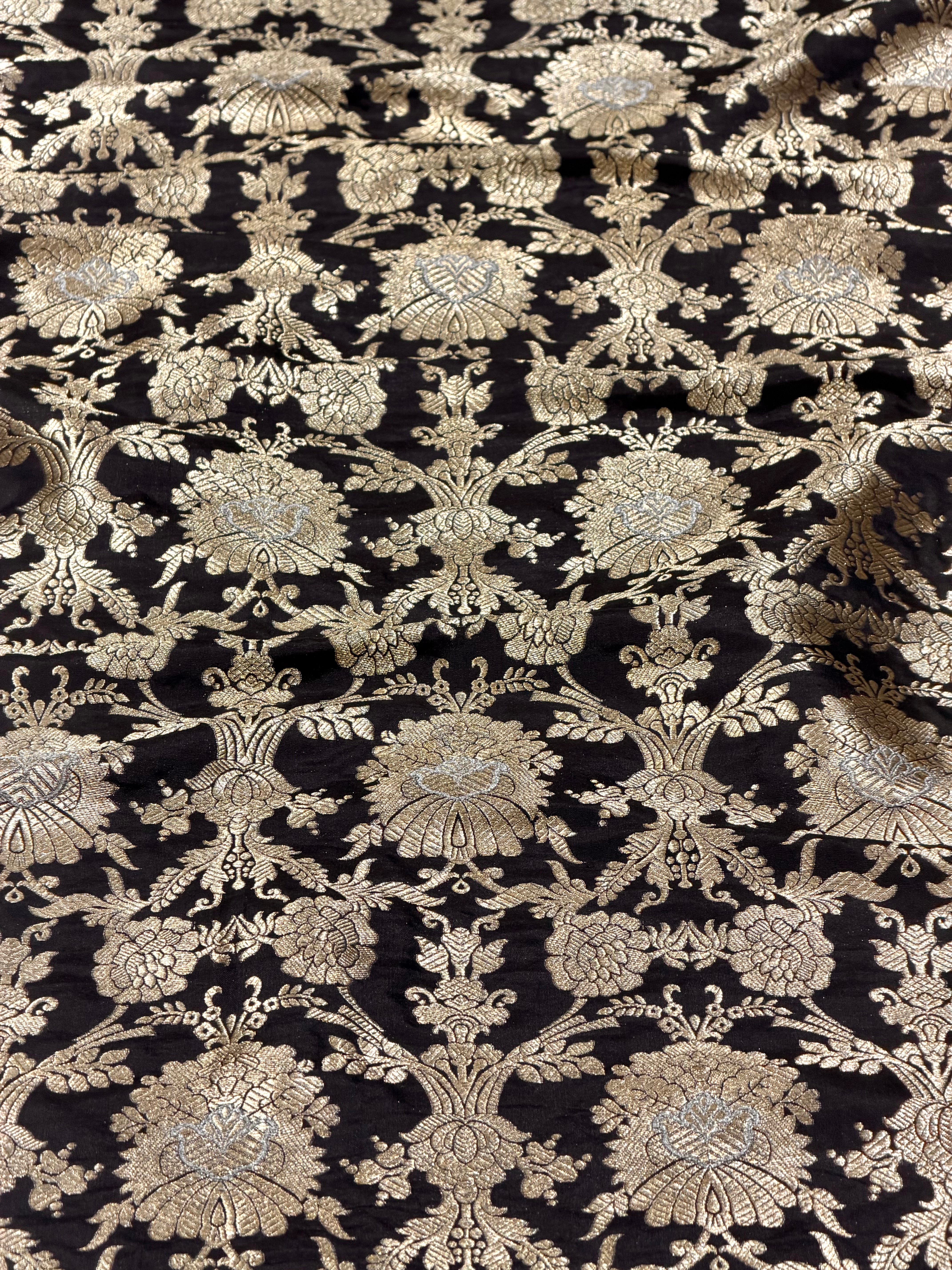 Black Sona - Rupa Katan Silk Handloom Fabric