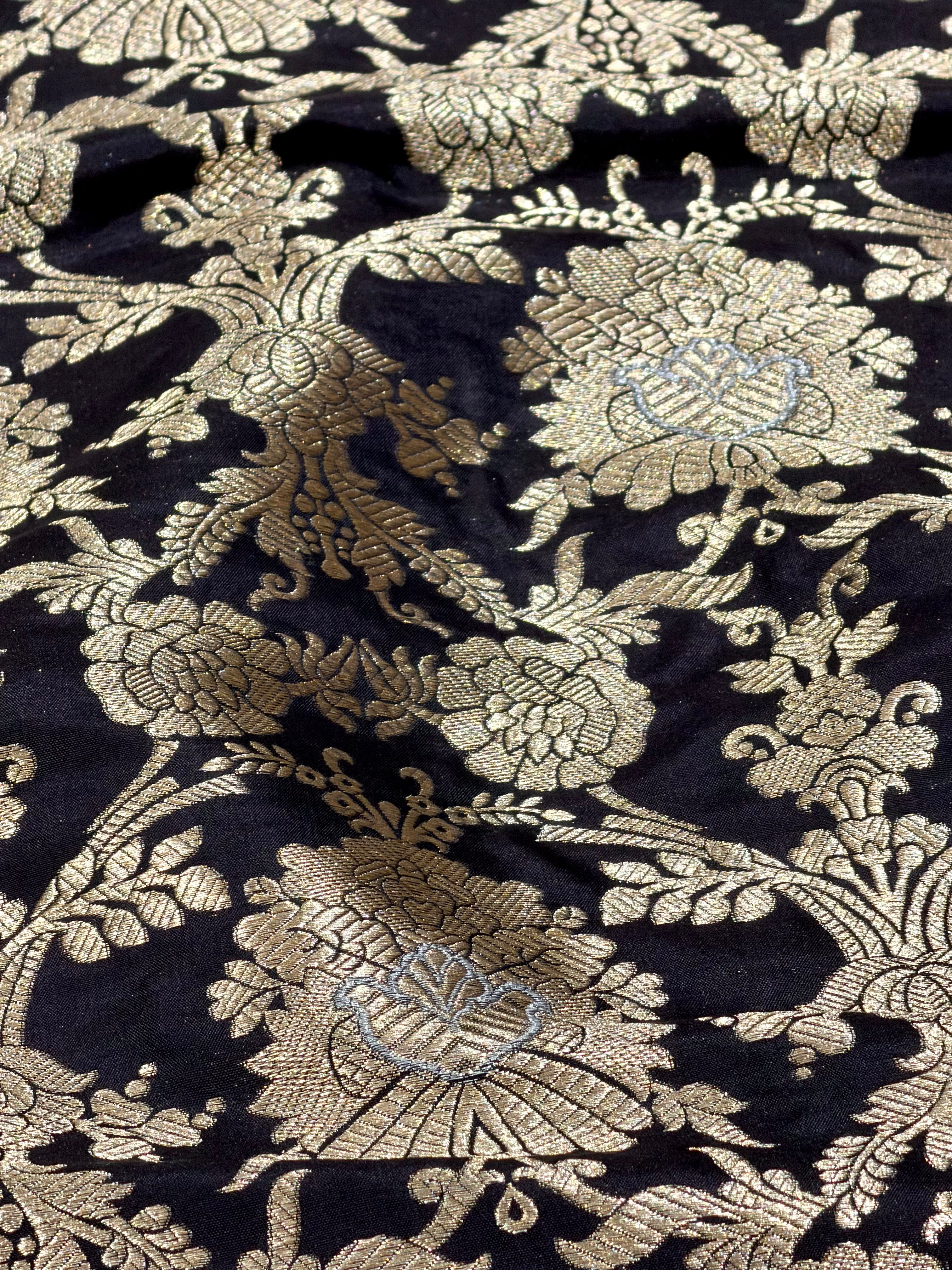 Black Sona - Rupa Katan Silk Handloom Fabric