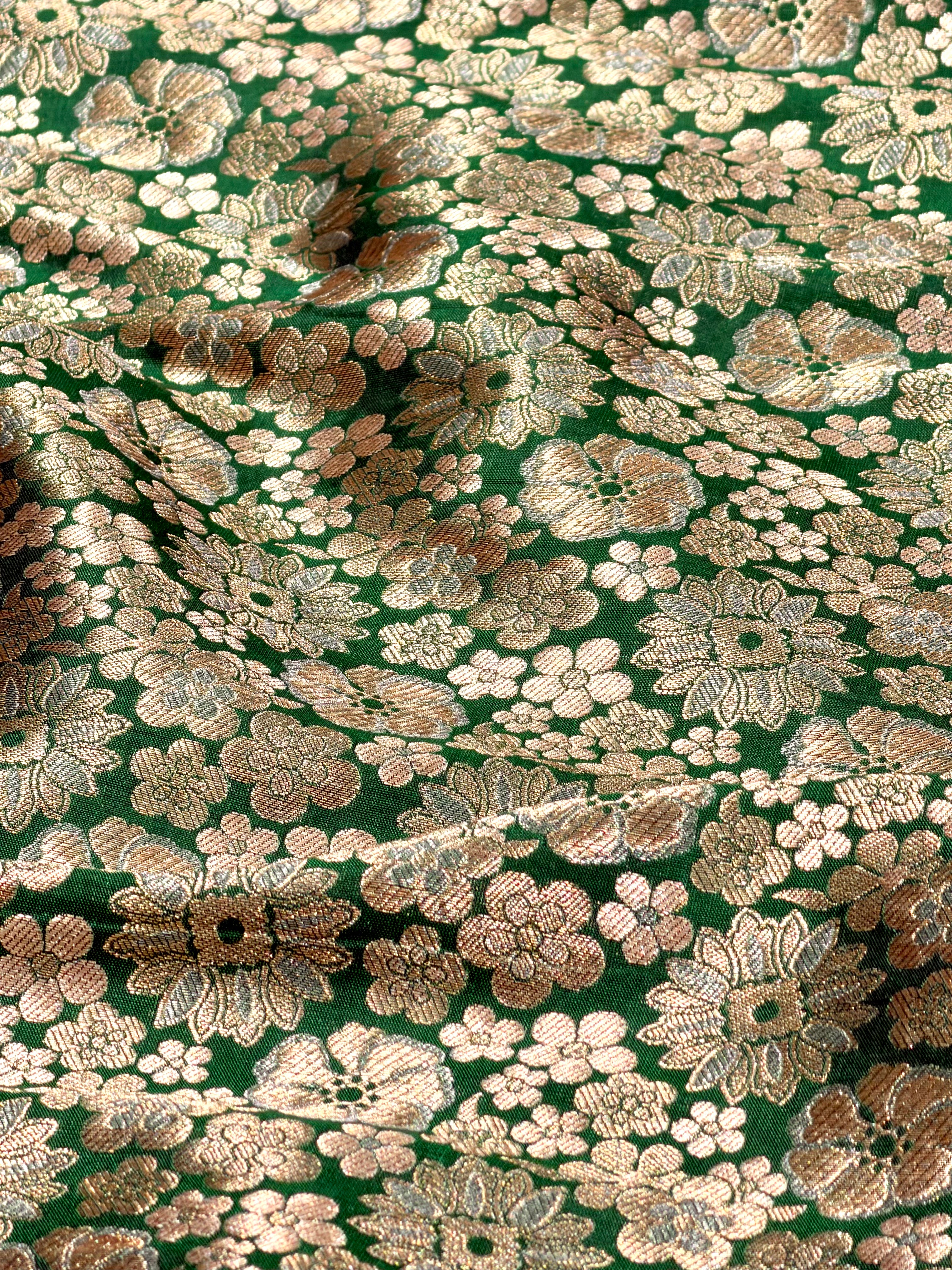 Bottle Green Sona - Rupa Katan Silk Handloom Fabric