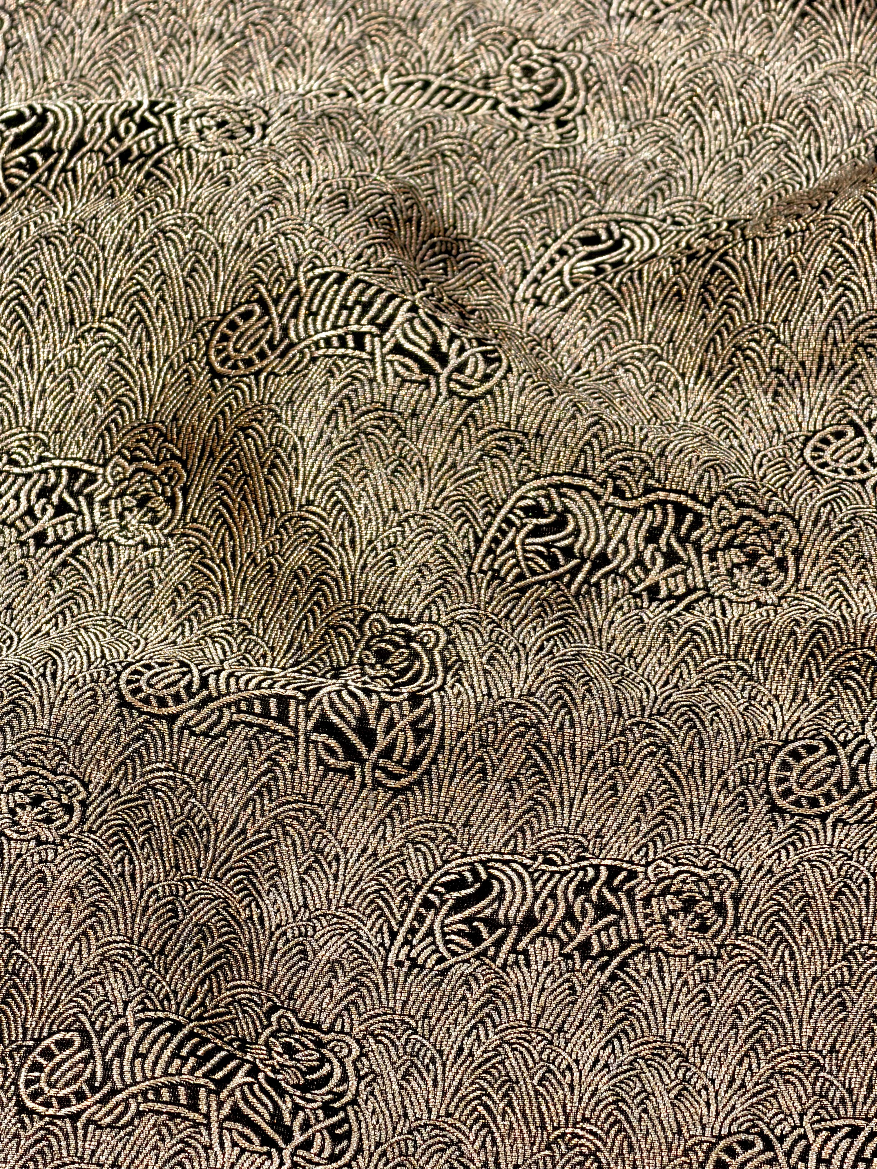 Black Brocade Katan Silk Handloom Fabric