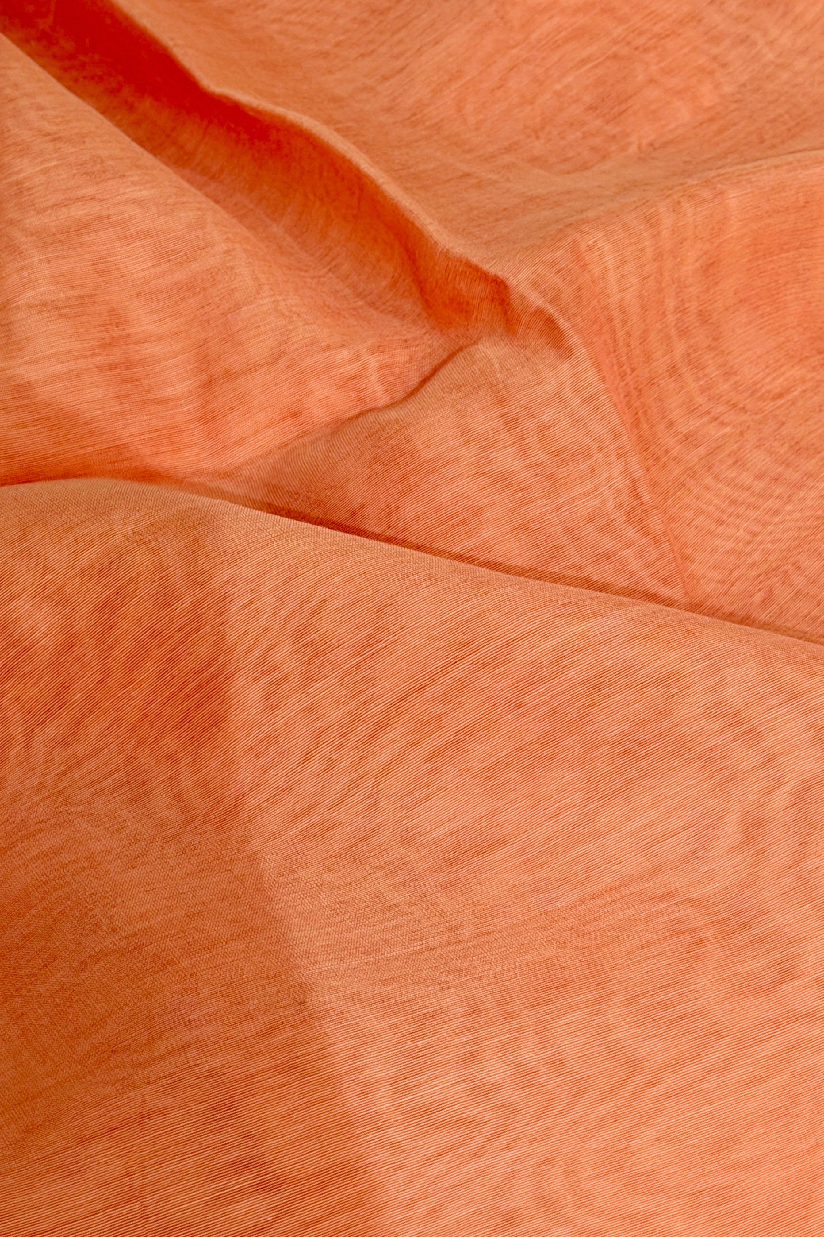 Peach Pink Mul Suit Set with Tissue Panel Top & Stripe Dupatta