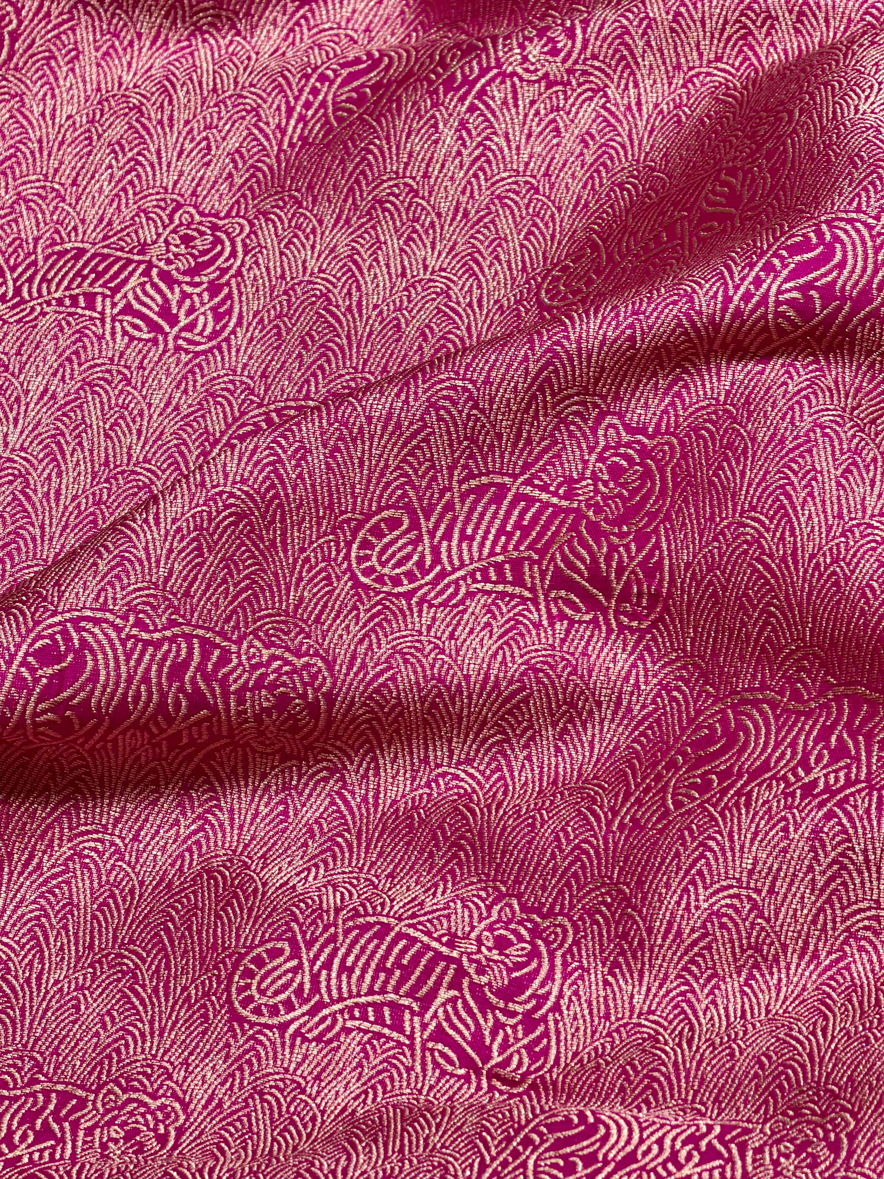 Pink Brocade Katan Silk Handloom Fabric