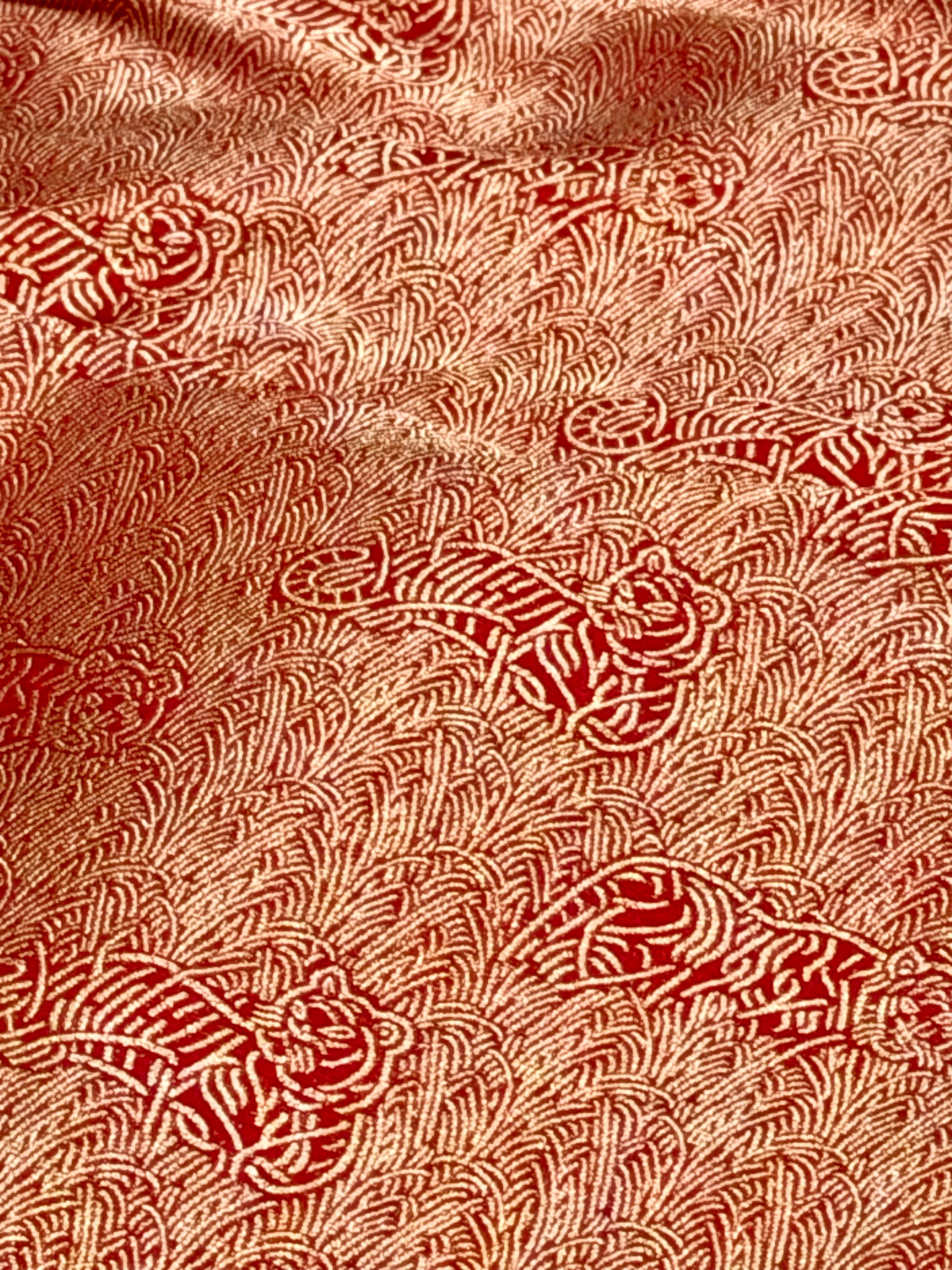 Red Brocade Katan Silk Handloom Fabric